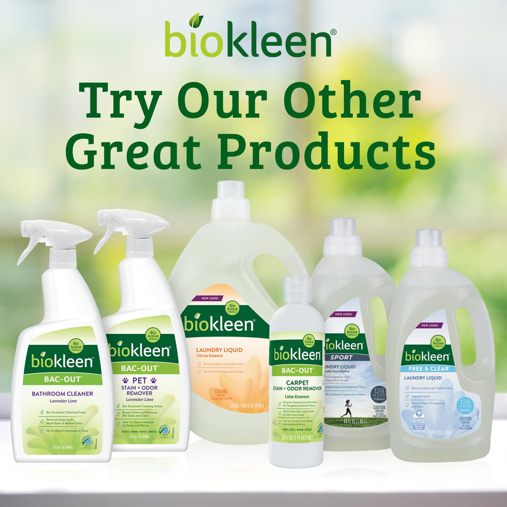 Biokleen Bac-Out: envase ecológico para cuidado del hogar con mascotas.