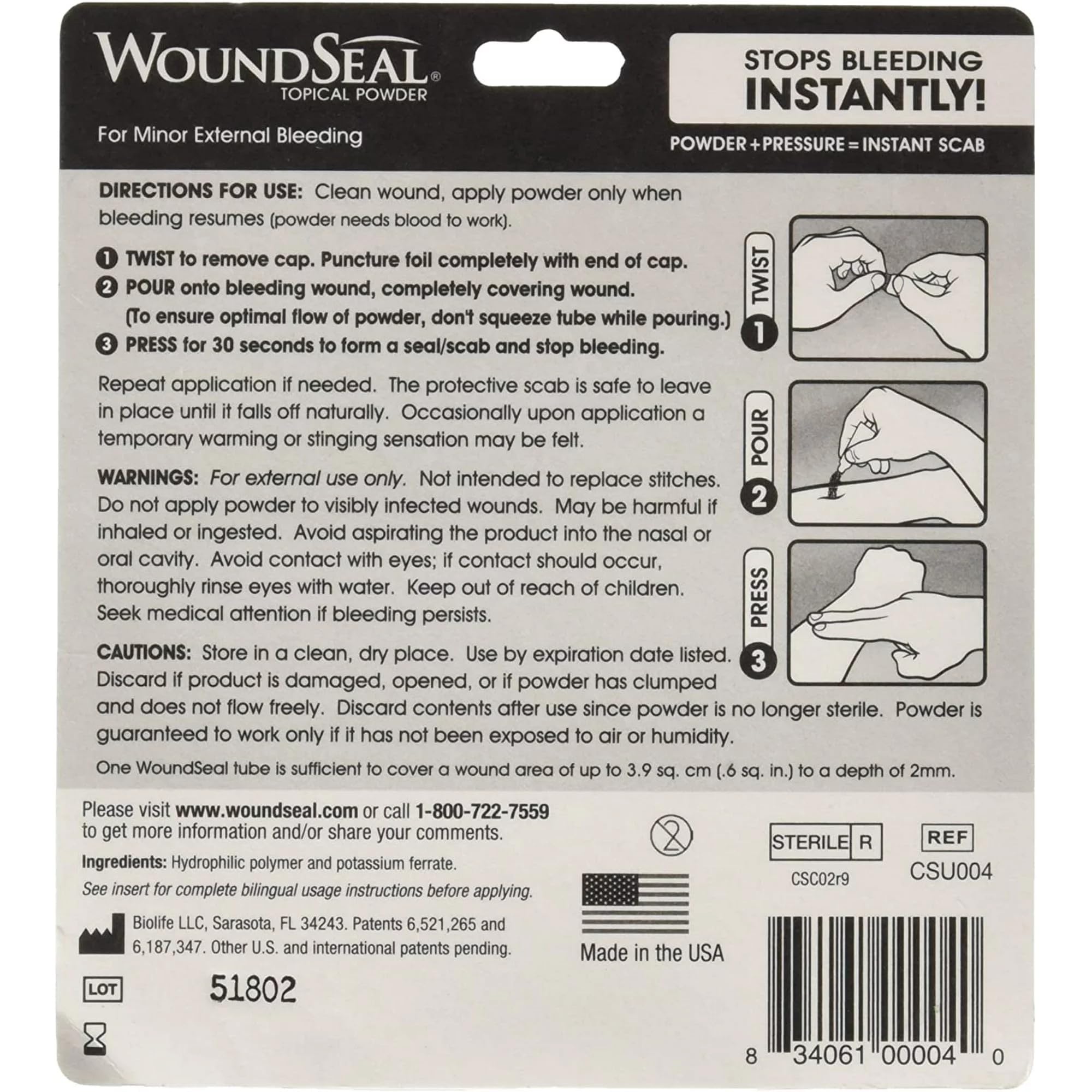 Biolife WoundSeal ejemplo en casa, ideal para botiquines