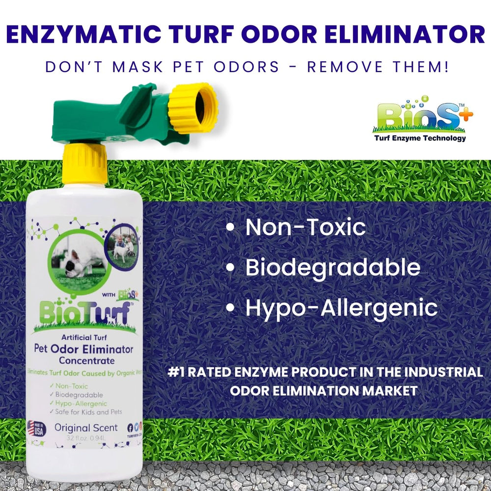 BioTurf BioS+ aplicación externa para desodorizar superficies al aire libre.