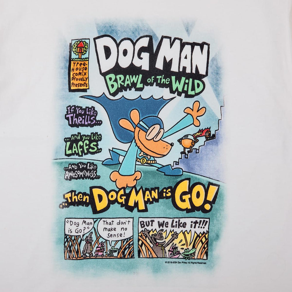 Bioworld Dog Man camisetas juveniles con diseño colorido para jugar.