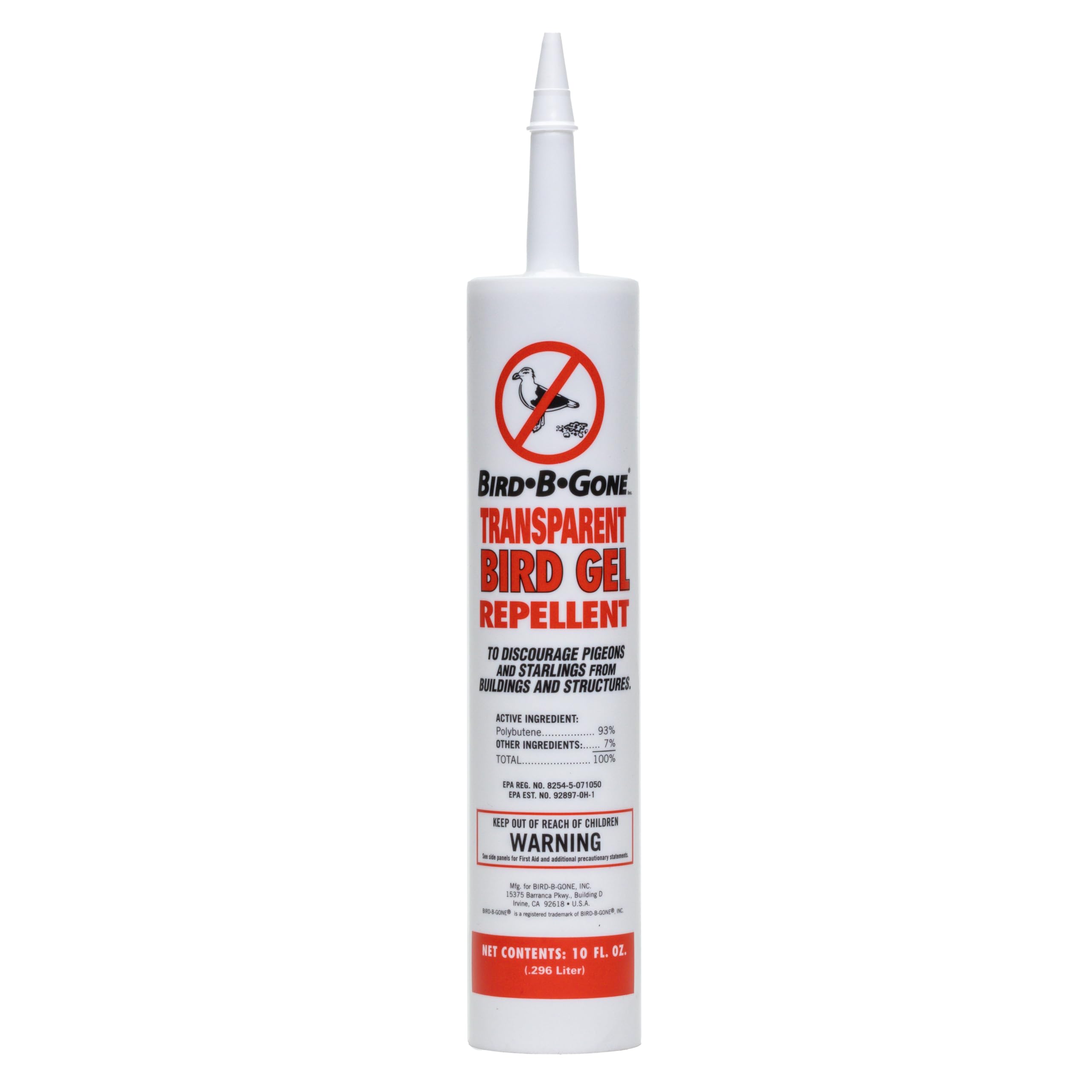 Bird B Gone gel transparente en tubo de 10 oz para exteriores, disuade aves como palomas.