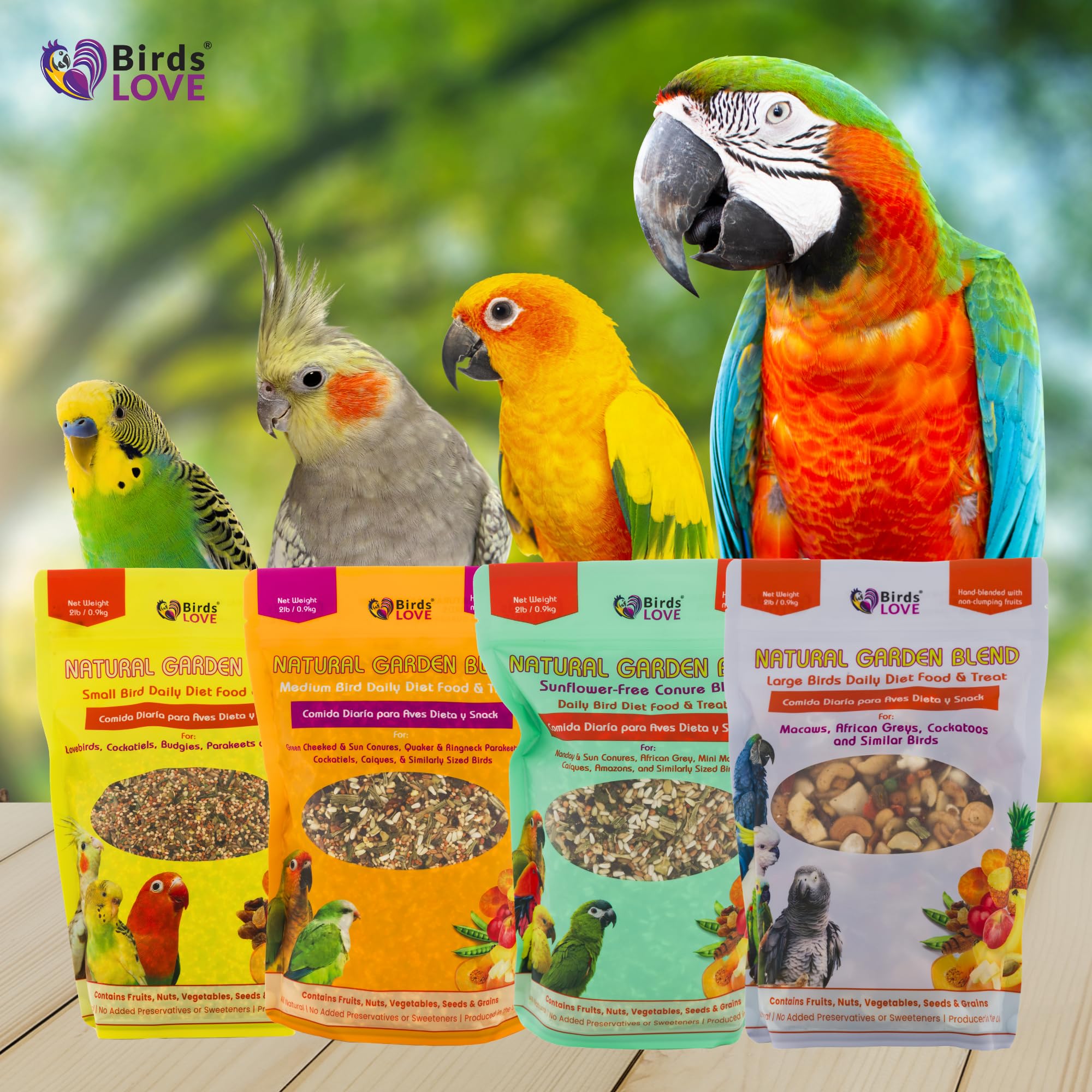 Birds LOVE loro disfrutando mezcla naturales, muestra variedad y estimulación sensorial