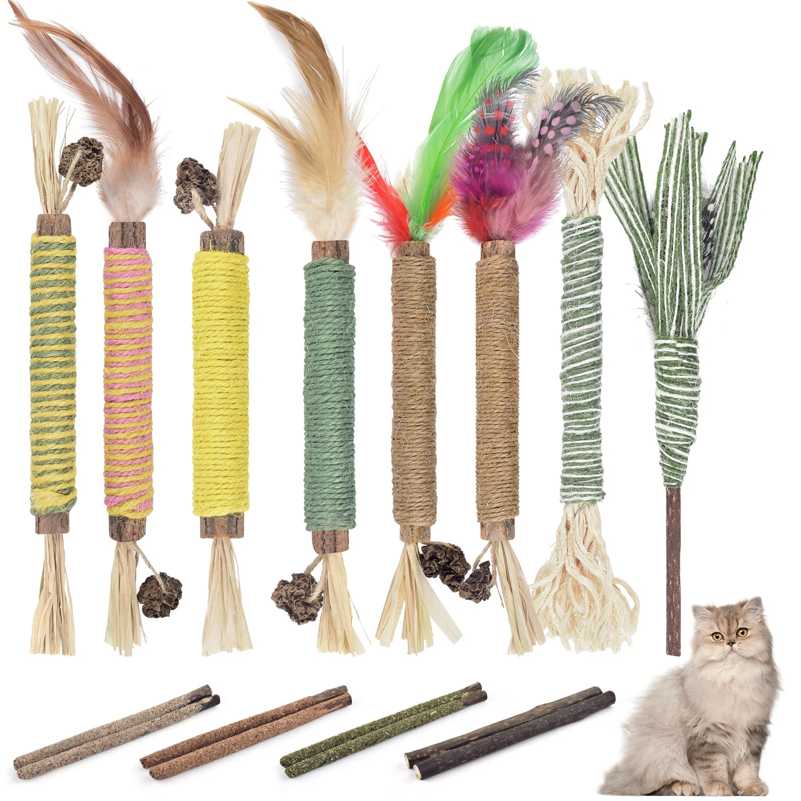 Bissap palitos de matatabi para gatos, fomentan juego y exploración segura.