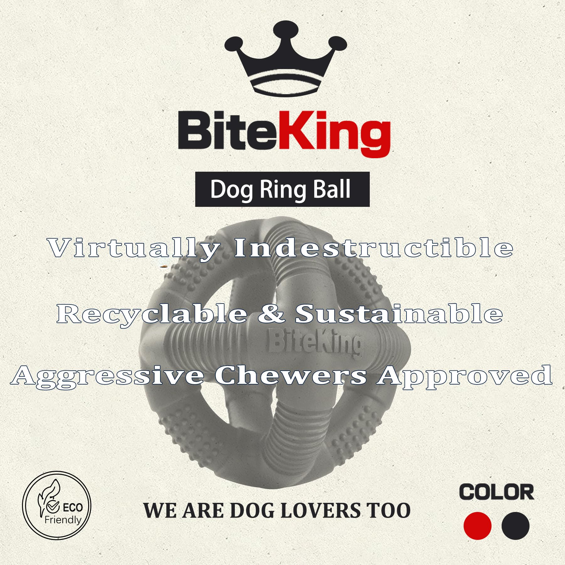 BiteKing: bola-goma-natural-mordidas-grandes, diversión duradera para perros robustos.