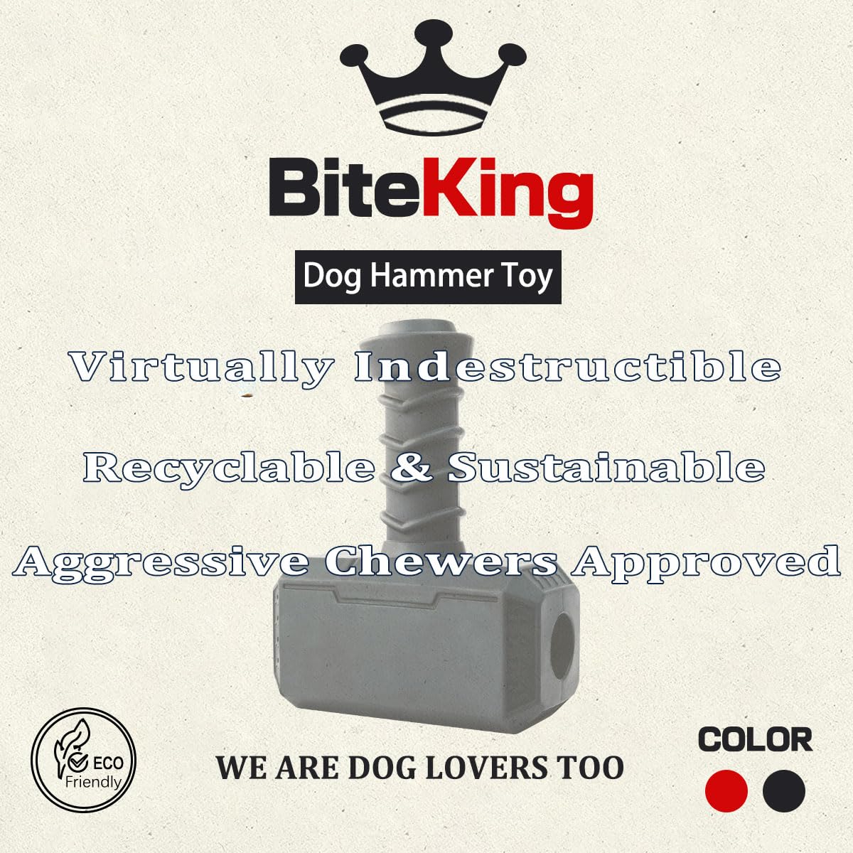 BiteKing juguete para masticadores agresivos, diseño resistente para perros grandes.
