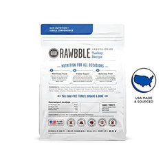 BIXBI Rawbble pavo trozos liofilizados sobre cuenco, complemento ideal