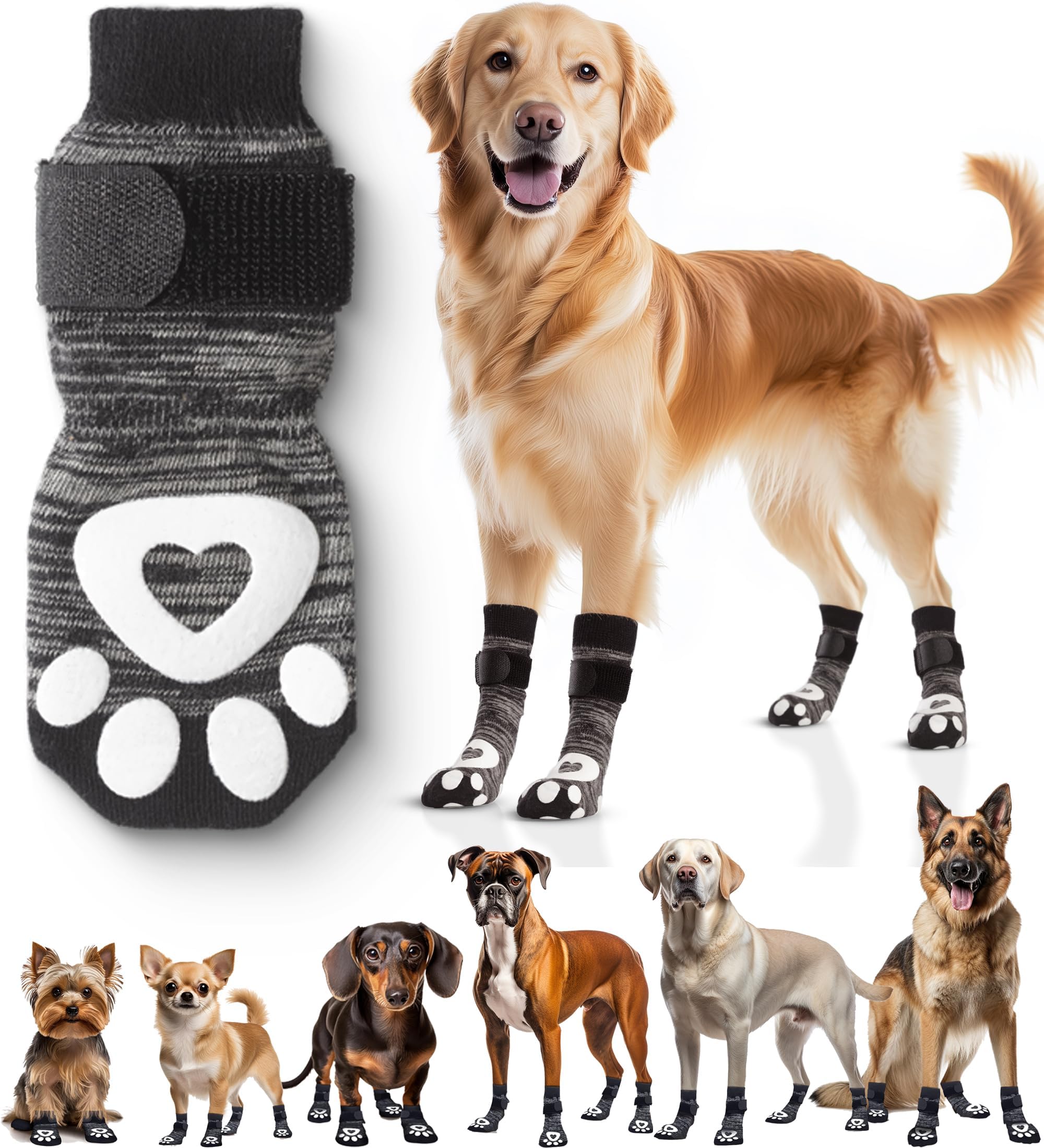 Bixie calcetines antideslizantes para perros en suelo de madera, agarre seguro