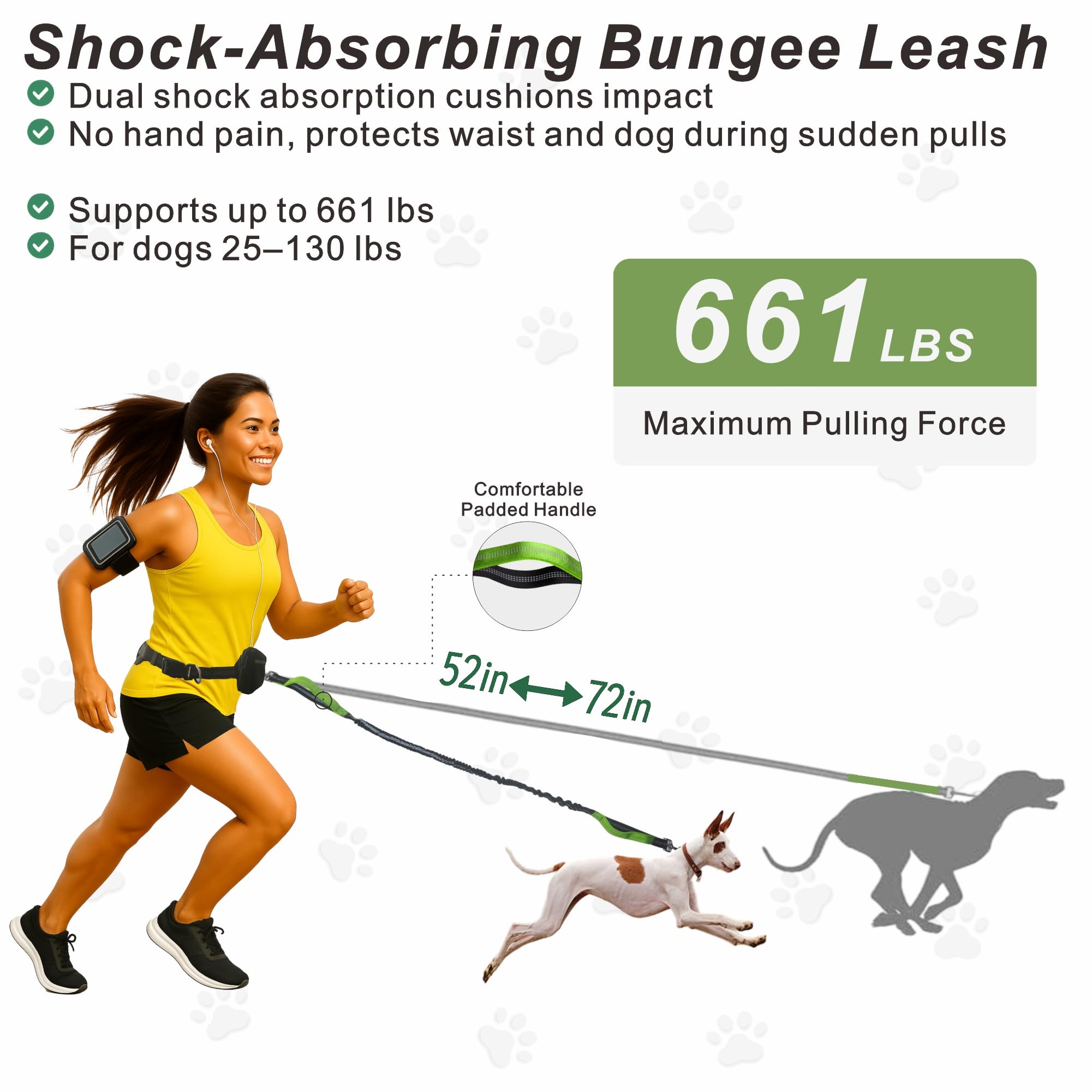 BJDQHKJ amortiguación bungee, absorbe tirones para paseos más suaves.