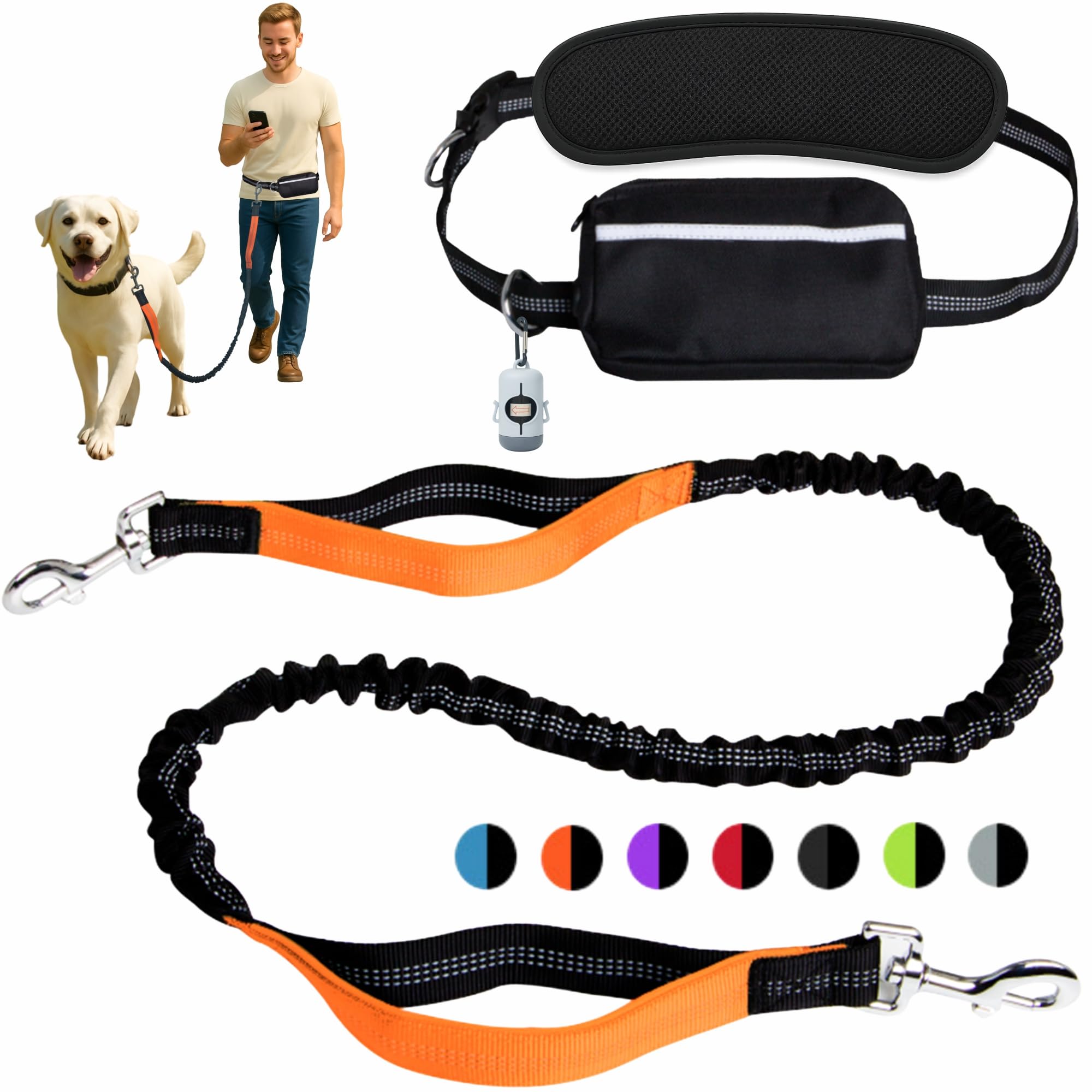 Correa BJDQHKJ con bungee amortiguada para perros grandes, paseos más suaves