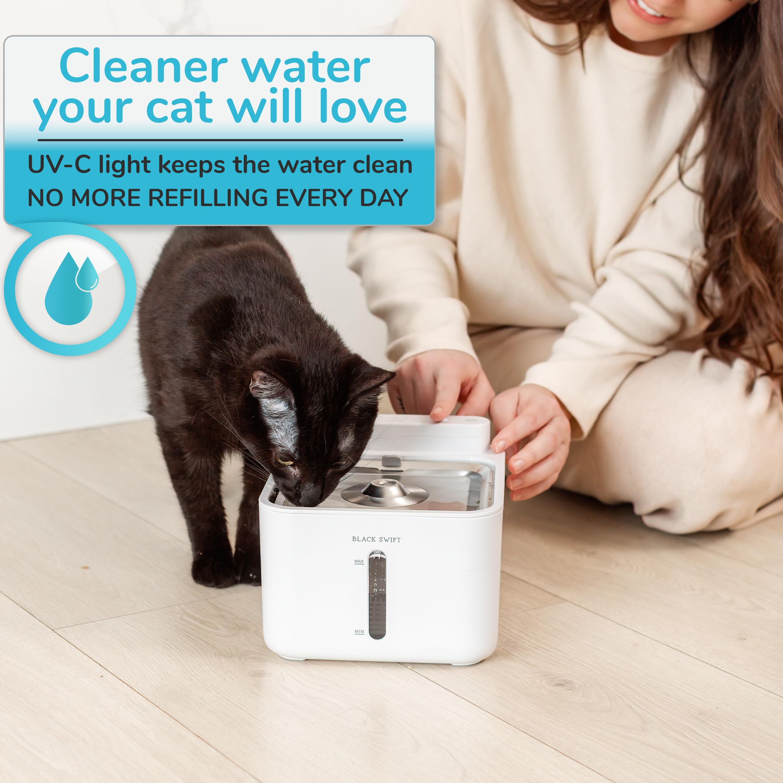 BLACK SWIFT capacidad de 108 oz para múltiples mascotas sin recargas frecuentes