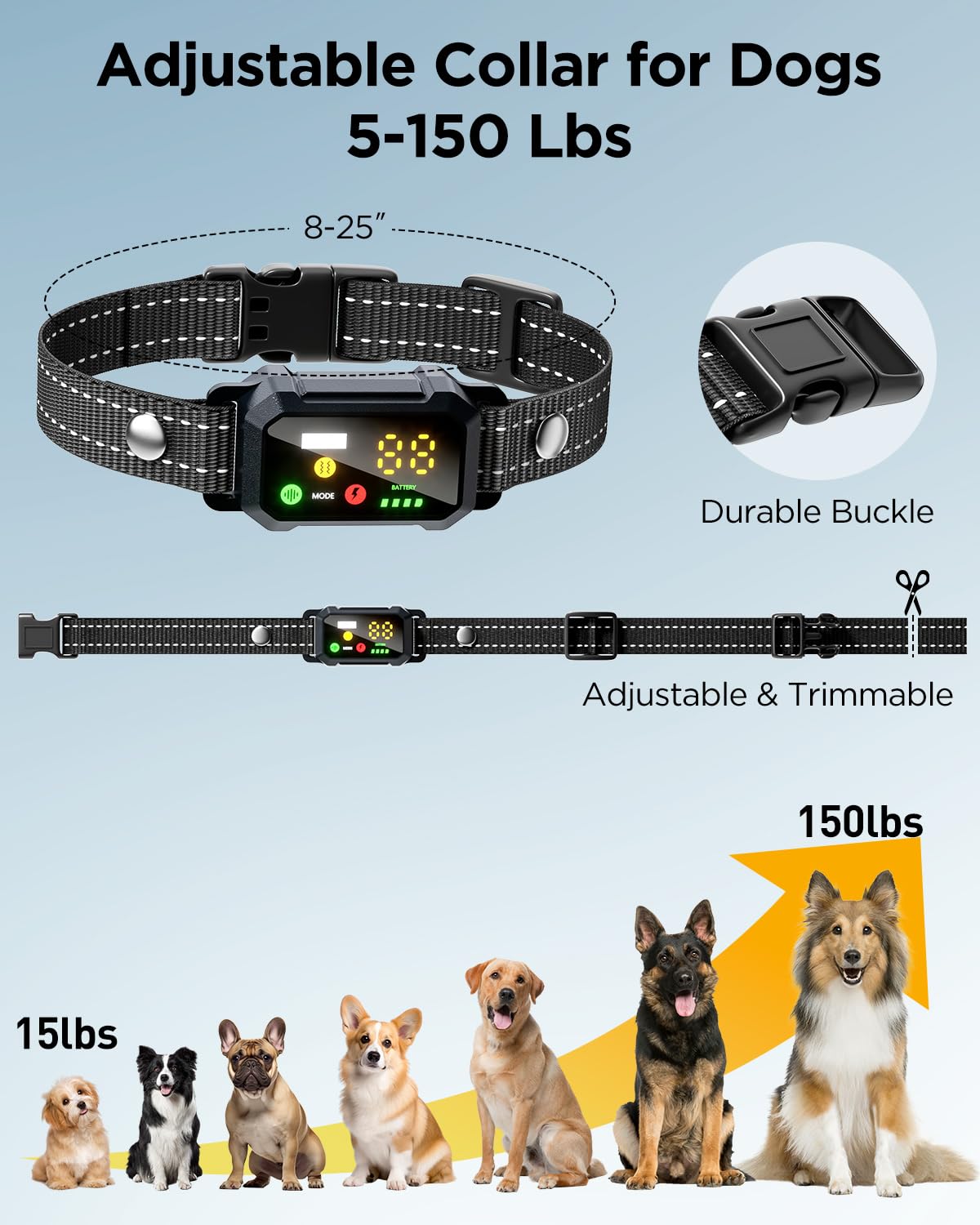 Blackdog collar ajuste universal 8–25 pulgadas para todo tamaño