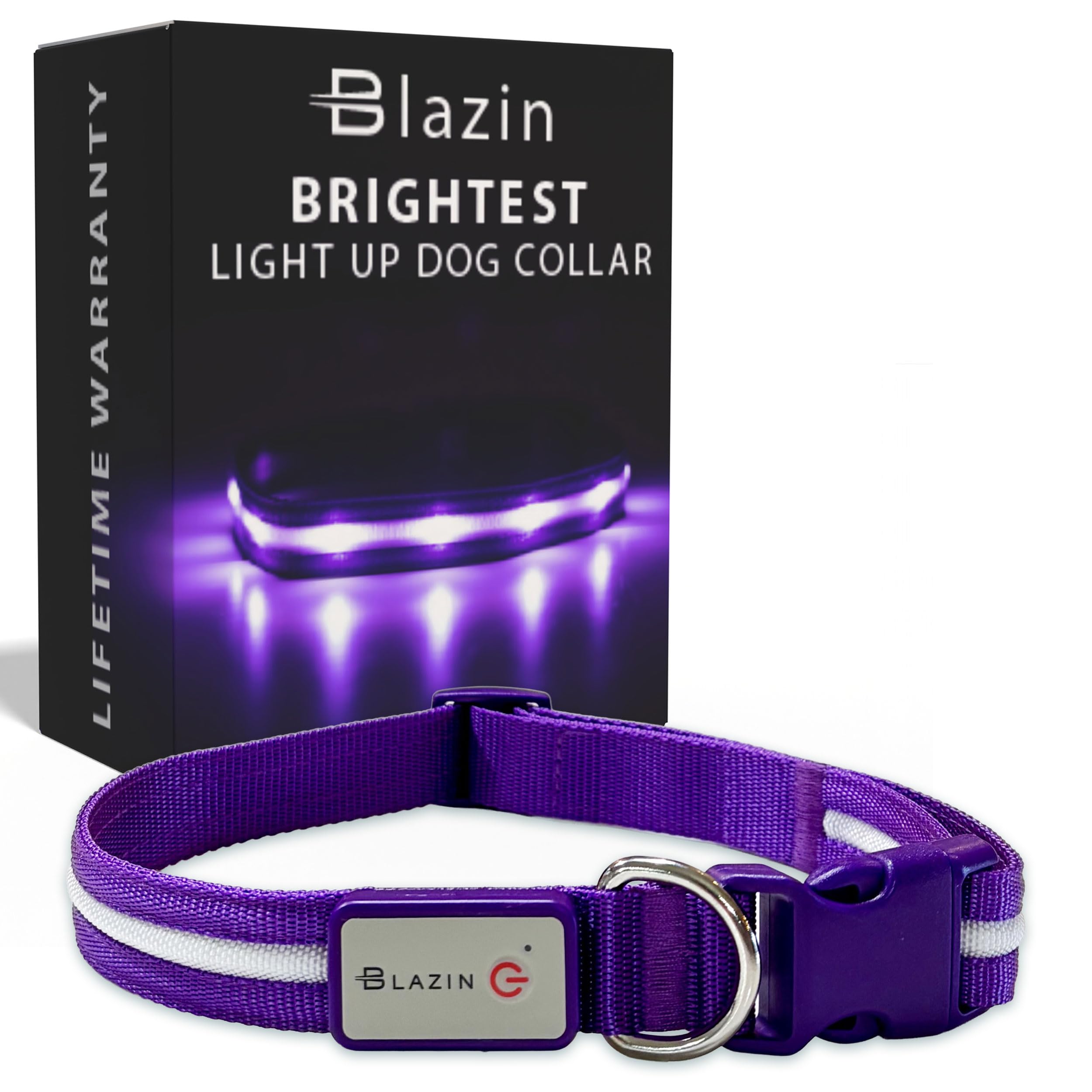 Blazin collar iluminado frontal: alta visibilidad nocturna para paseos seguros.