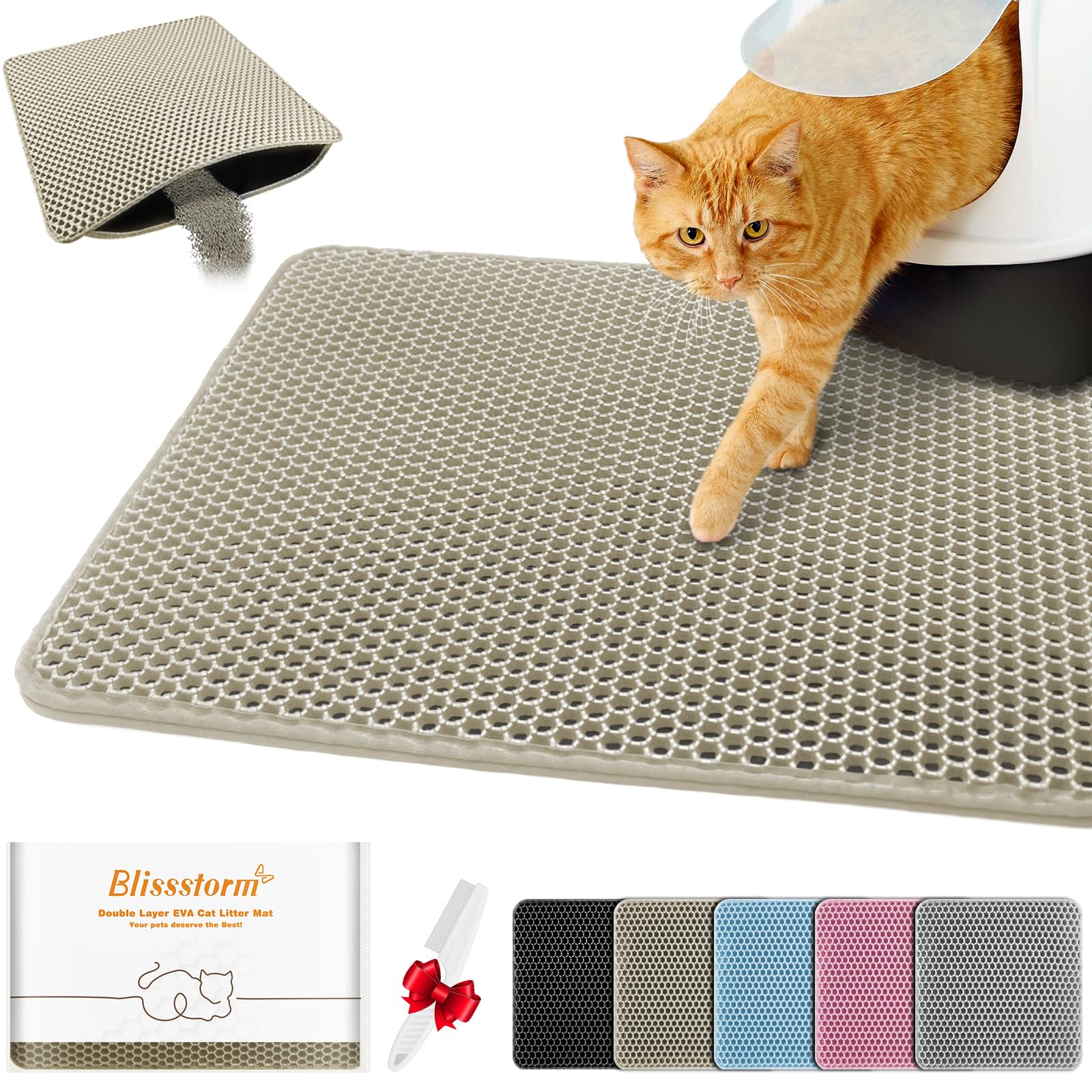 BlissStorm almohadilla doble capa para arena de gatos: facilita la limpieza.