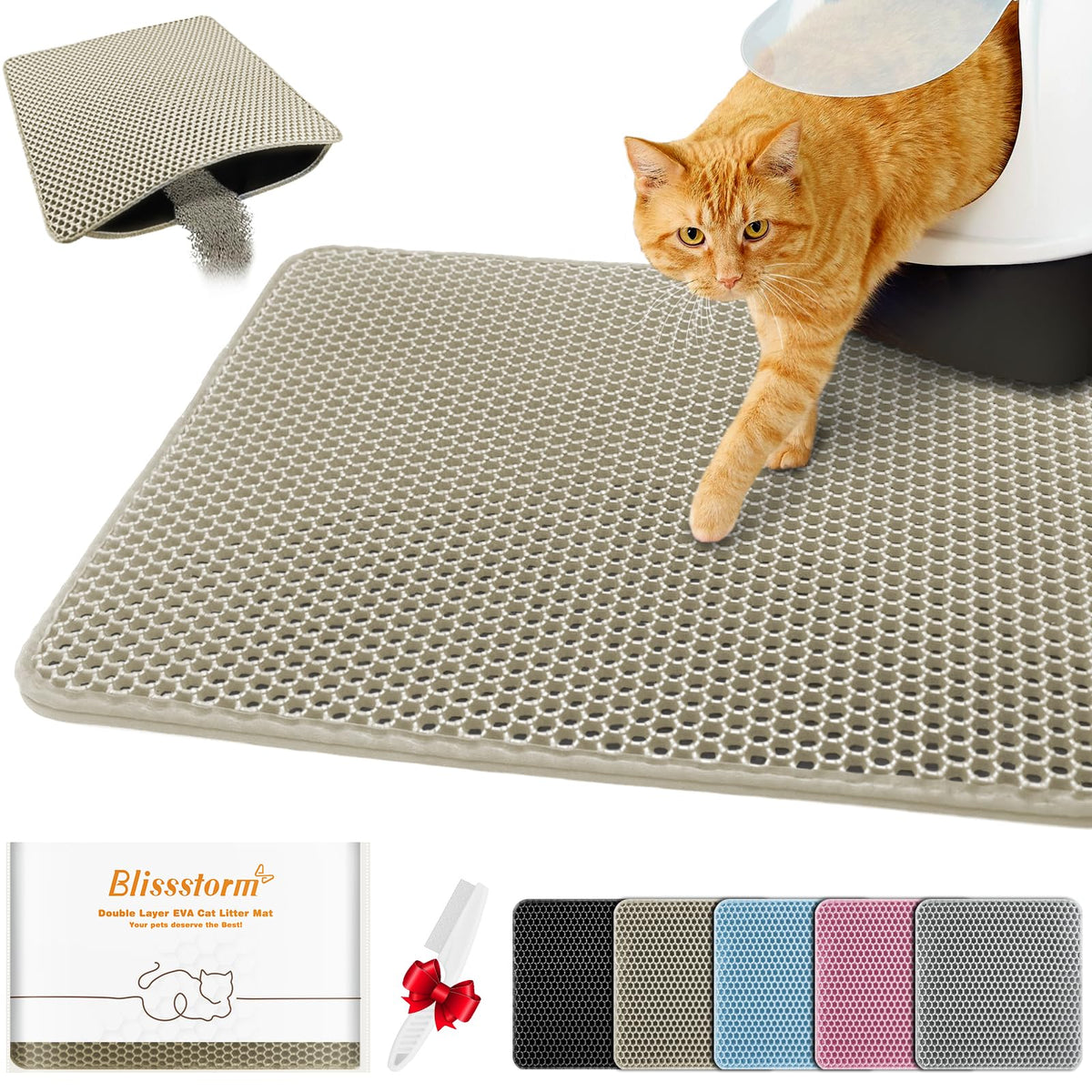 BlissStorm almohadilla doble capa para arena de gatos: facilita la limpieza.