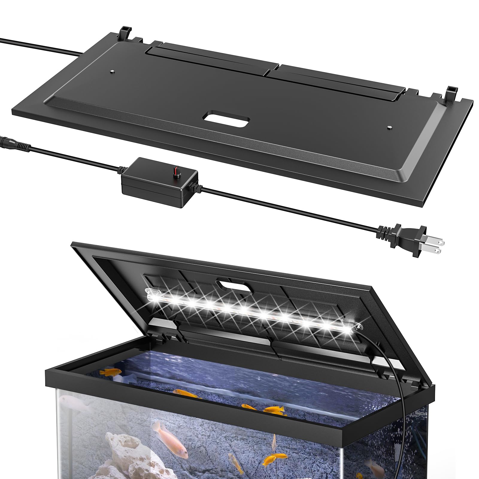 Blosail tapa acuario con diodo LED ajustable para mejor visibilidad y menor evaporación.