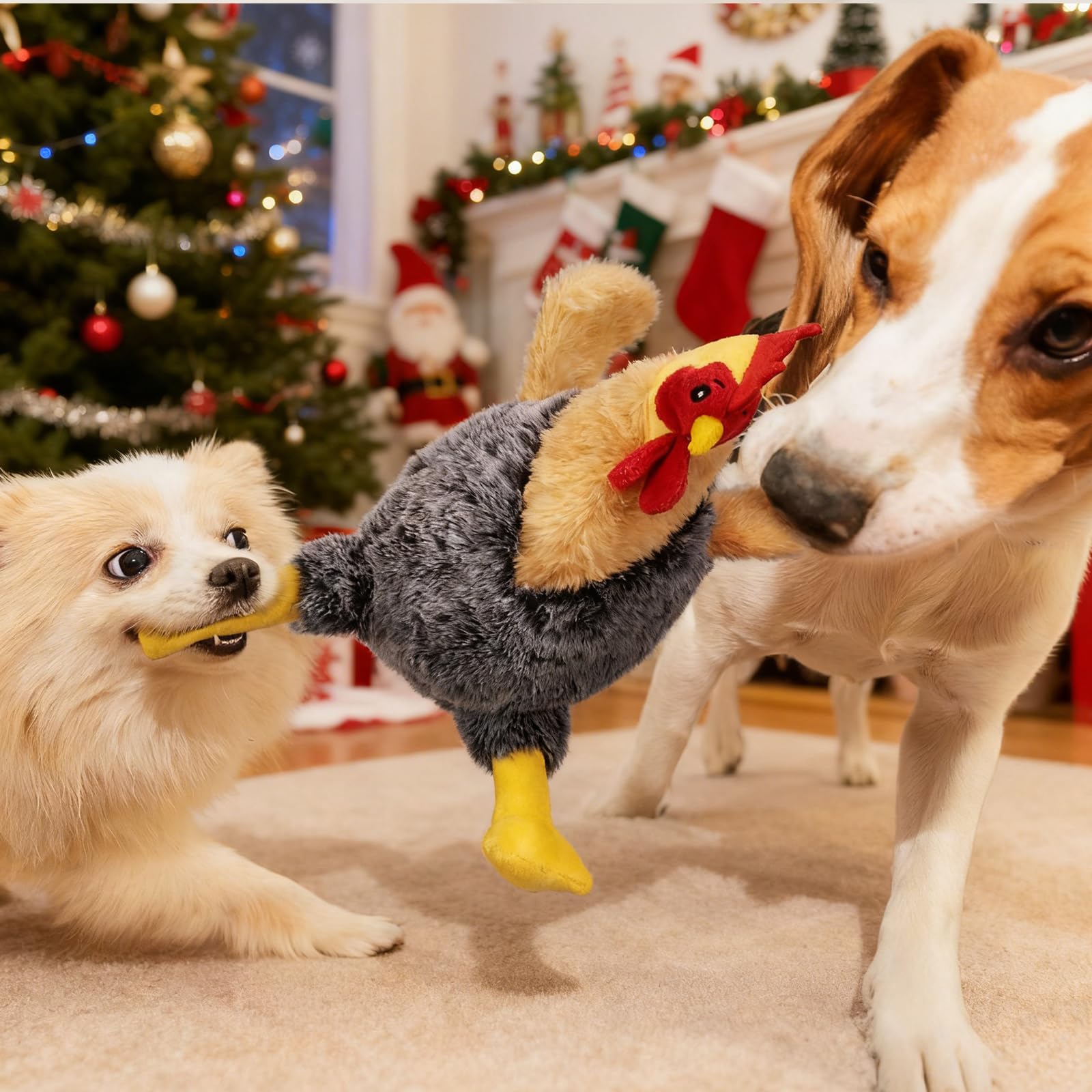 BluBrk diseño tierno de pollo de peluche, atractivo para perros curiosos.