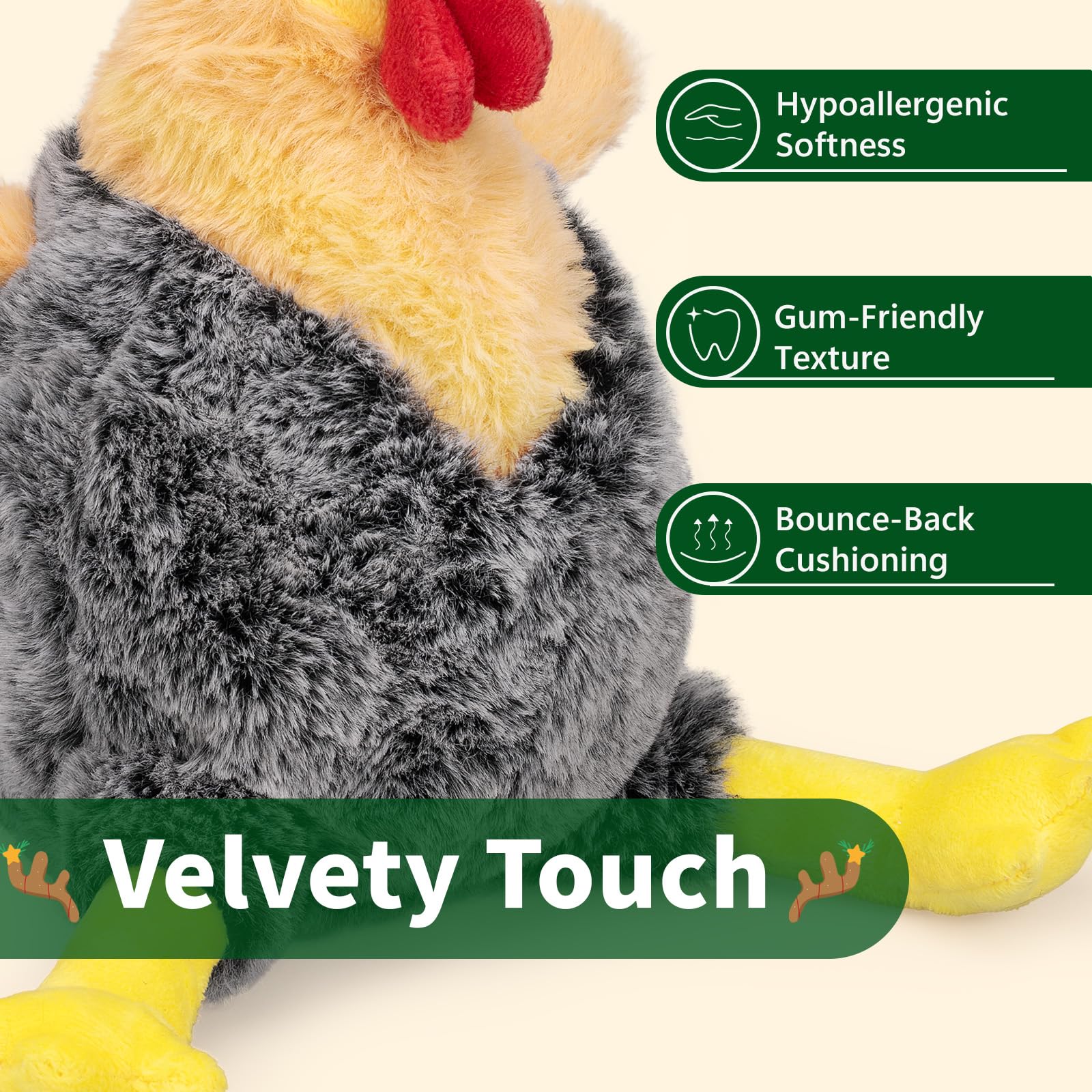 BluBrk juguete interactivo para perro, pollo de peluche que estimula el juego.