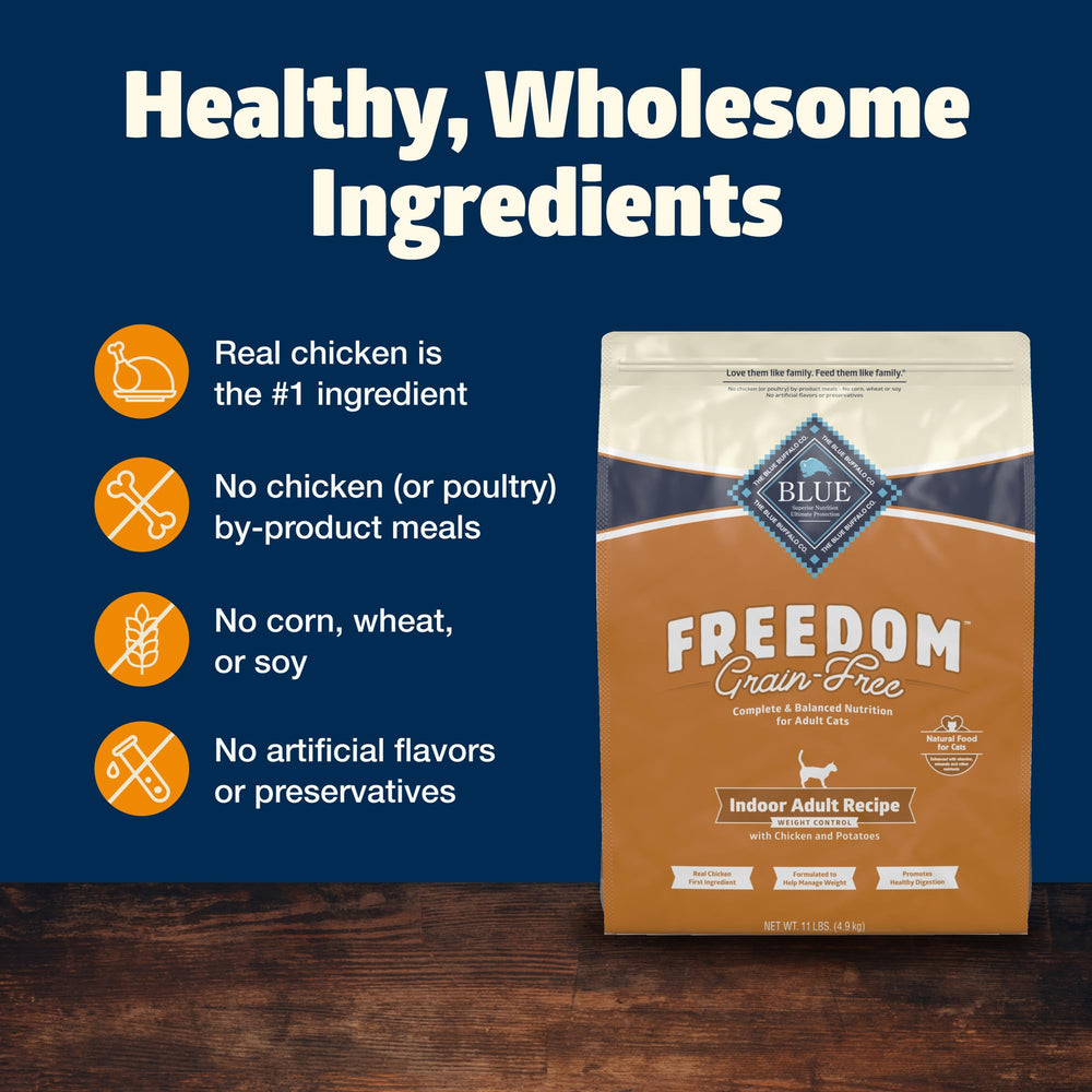 Blue Buffalo Freedom Grain-Free, digestión saludable gracias a proteína de calidad y fibra natural.
