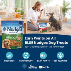 Blue Buffalo Nudges Jerky Cuts hecho en Estados Unidos, ingredientes naturales de calidad.