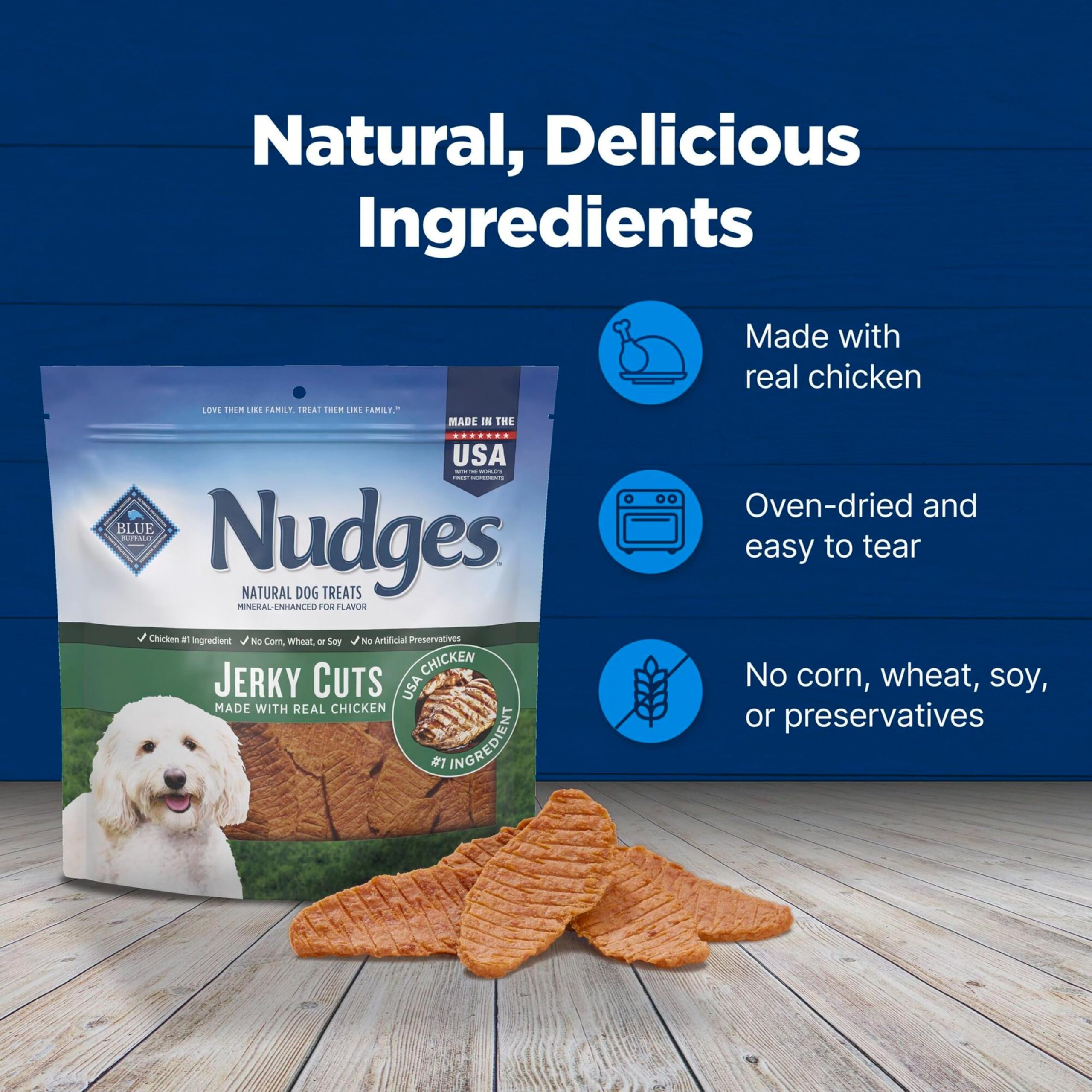 Blue Buffalo Nudges: snack-pollo, sin subproductos de pollo