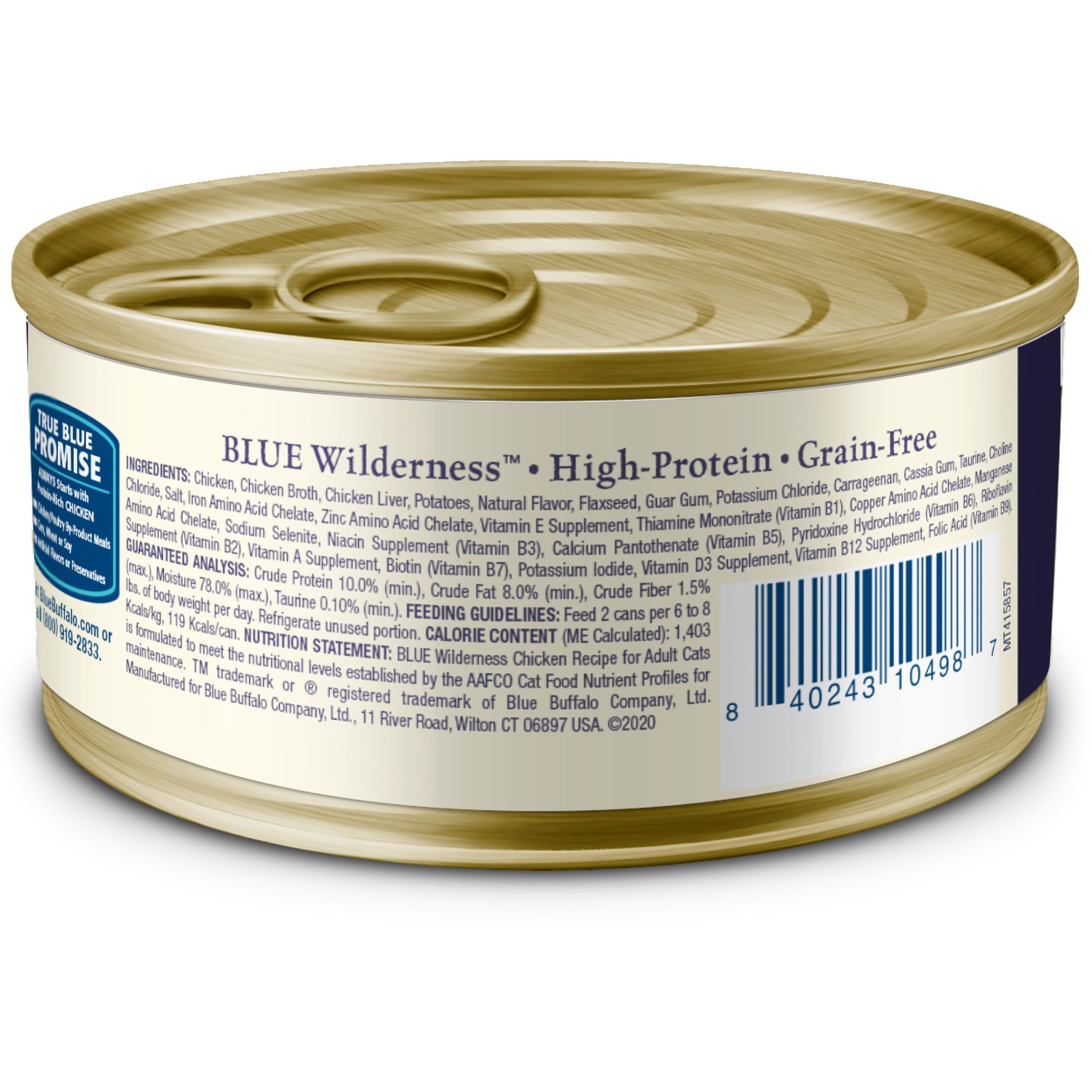 Blue Buffalo Wilderness alta proteina, plato humedo para gatos activos.