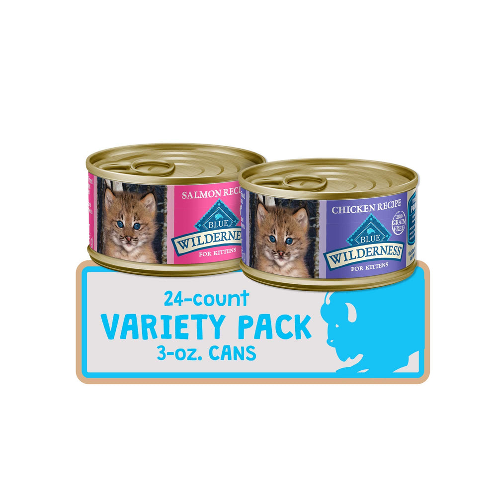 Blue Buffalo Wilderness pate pollo en lata para gatitos, textura suave.