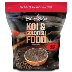 Blue Ridge Koi alimento flotante: gránulos coloridos para crecimiento de koi.