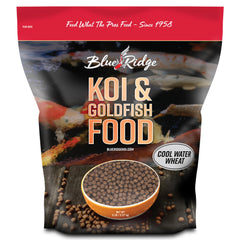 Blue Ridge Koi alimento para peces fríos, digestión eficiente en agua fría.