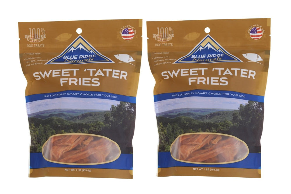 Blue Ridge Naturals Sweet Tater Fries, dos paquetes, snack natural para perros
