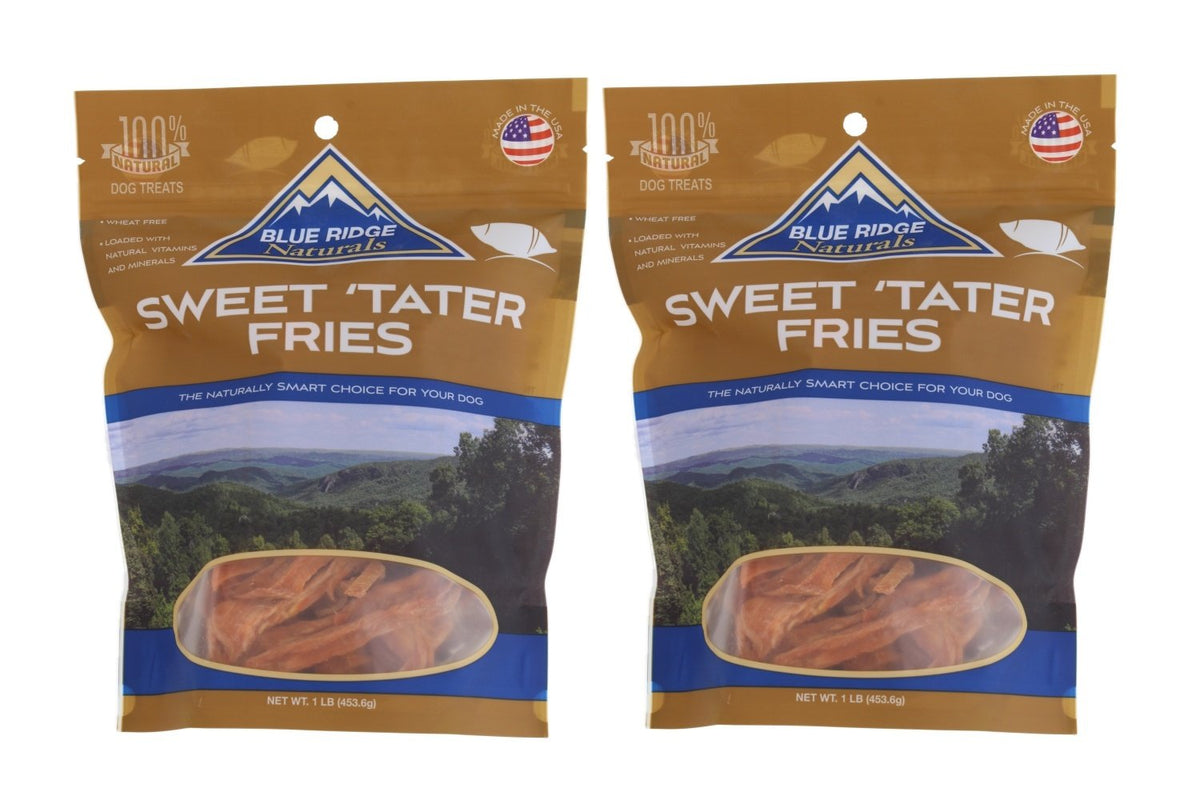 Blue Ridge Naturals Sweet Tater Fries, dos paquetes, snack natural para perros