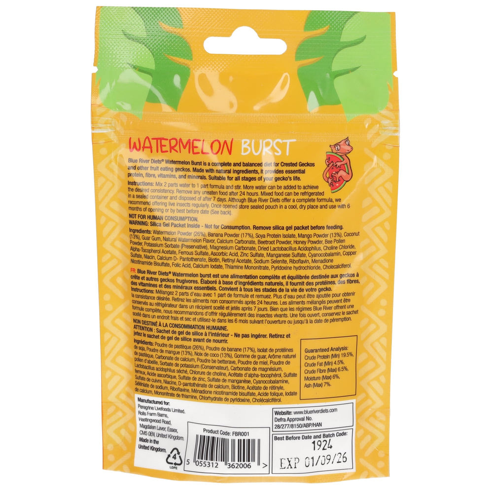 Blue River Diets 60 g, envase práctico para alimentación diaria.
