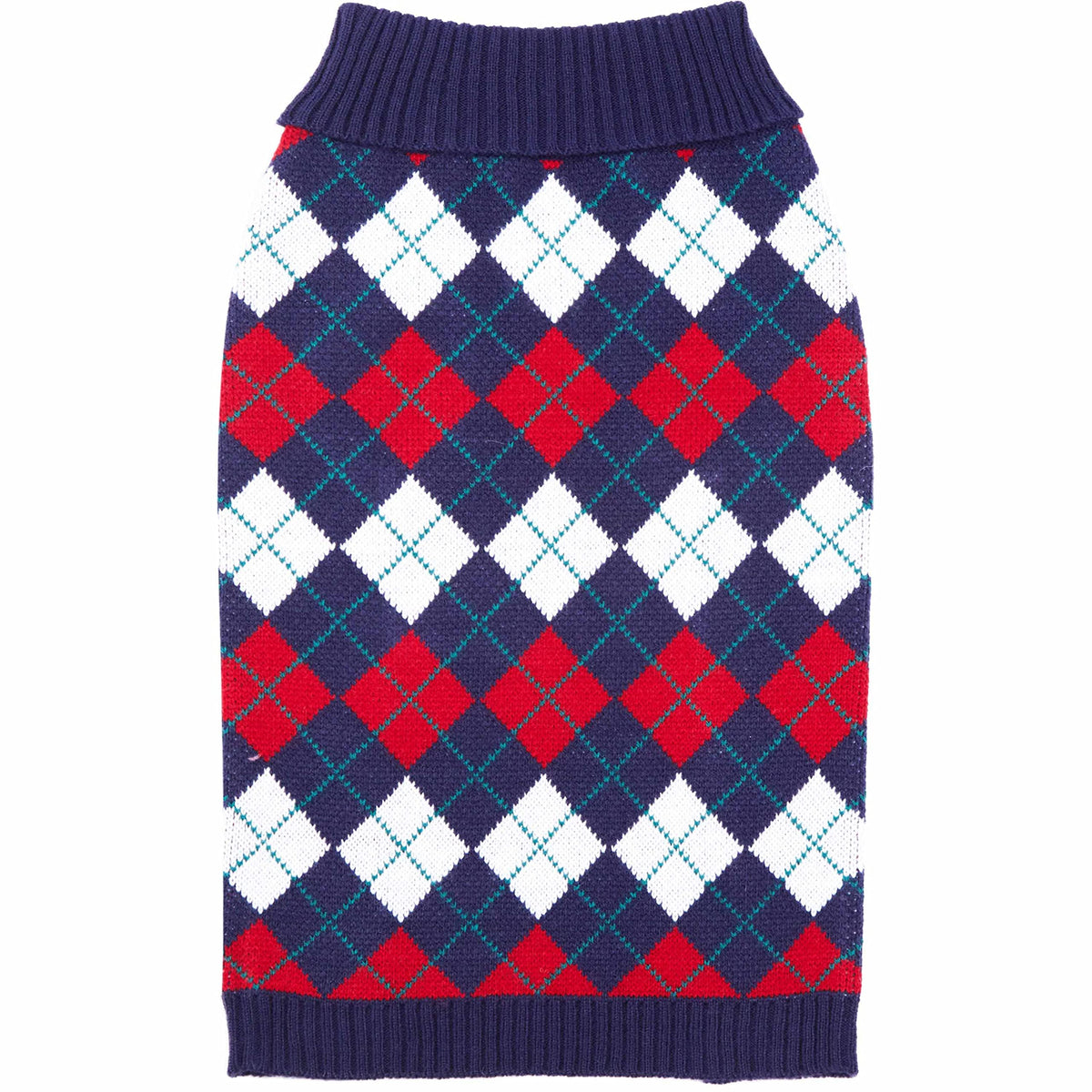 Blueberry Pet suéter argyle azul marino para perro, ideal para paseos diarios.