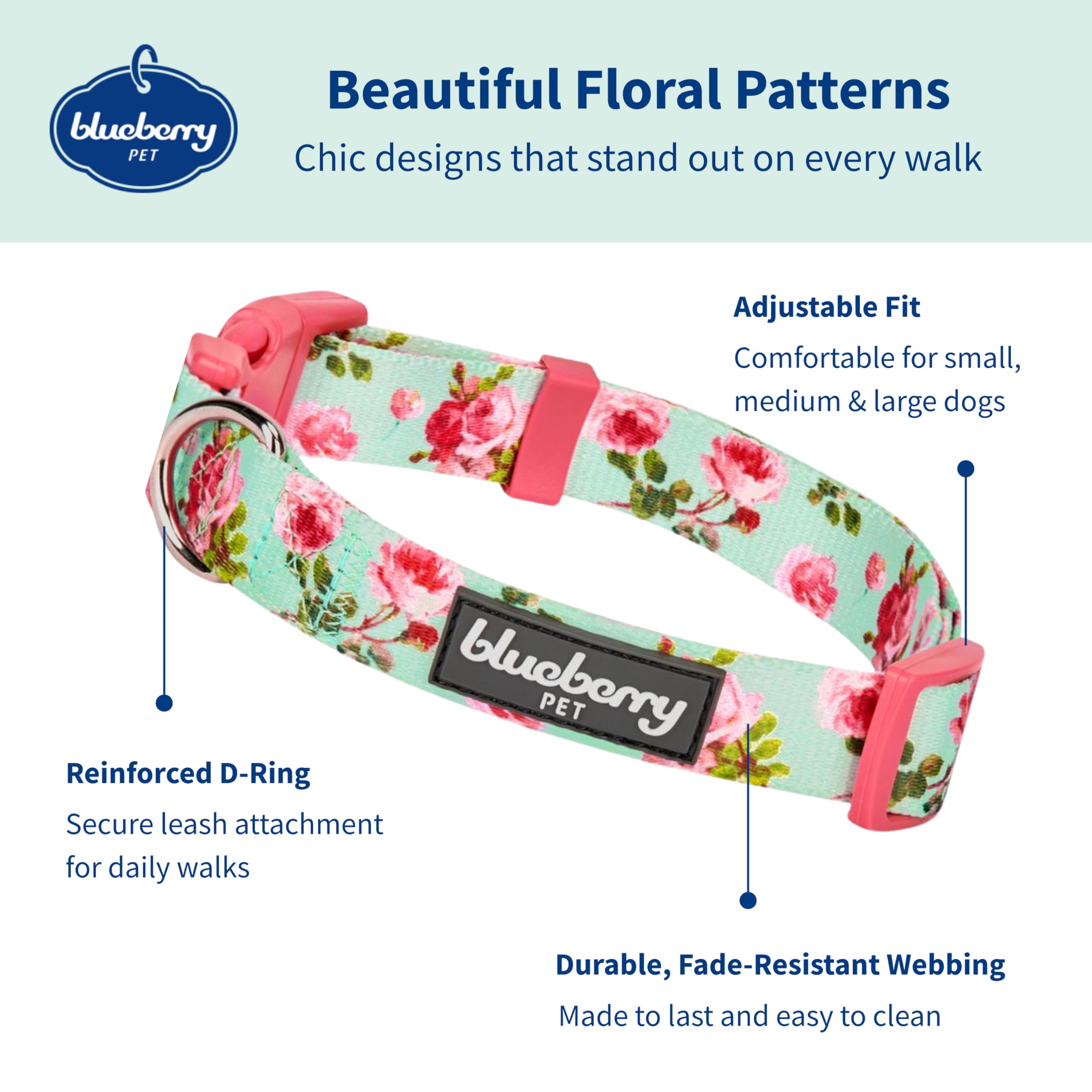 Collar ajustable Blueberry Pet 8-11 para perros pequeños, crecimiento cómodo durante el juego.