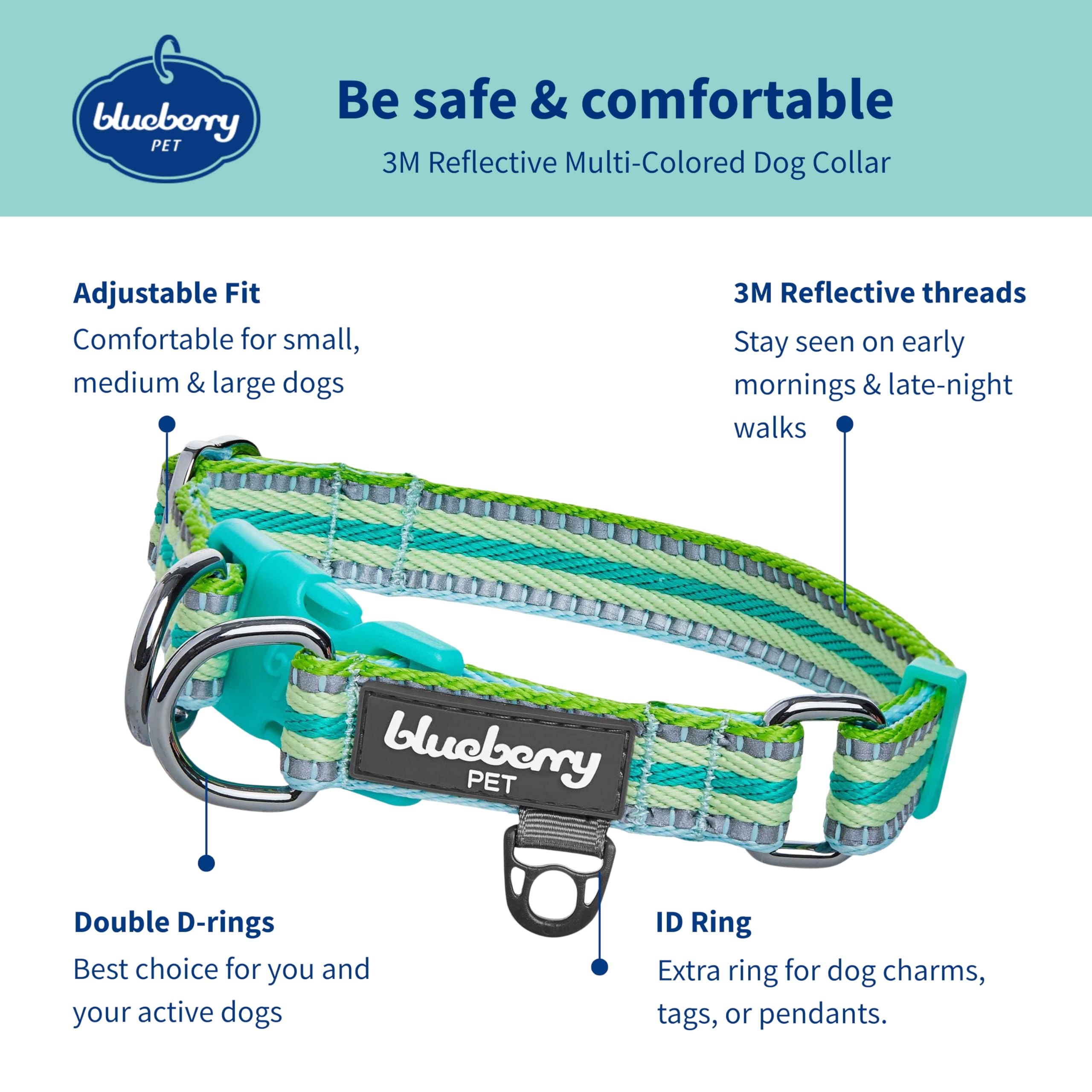Collar Blueberry Pet ajustable para perros pequeños, cómodo y seguro.