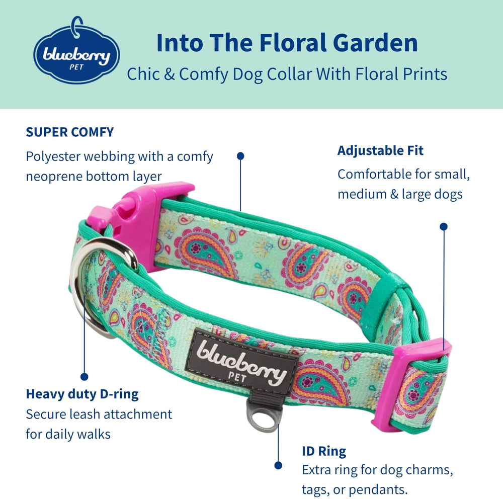 Blueberry Pet collar con ajuste 18–26 pulgadas para perros medianos y grandes.