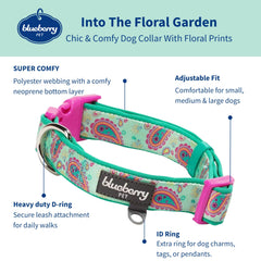 Blueberry Pet collar con ajuste 18–26 pulgadas para perros medianos y grandes.