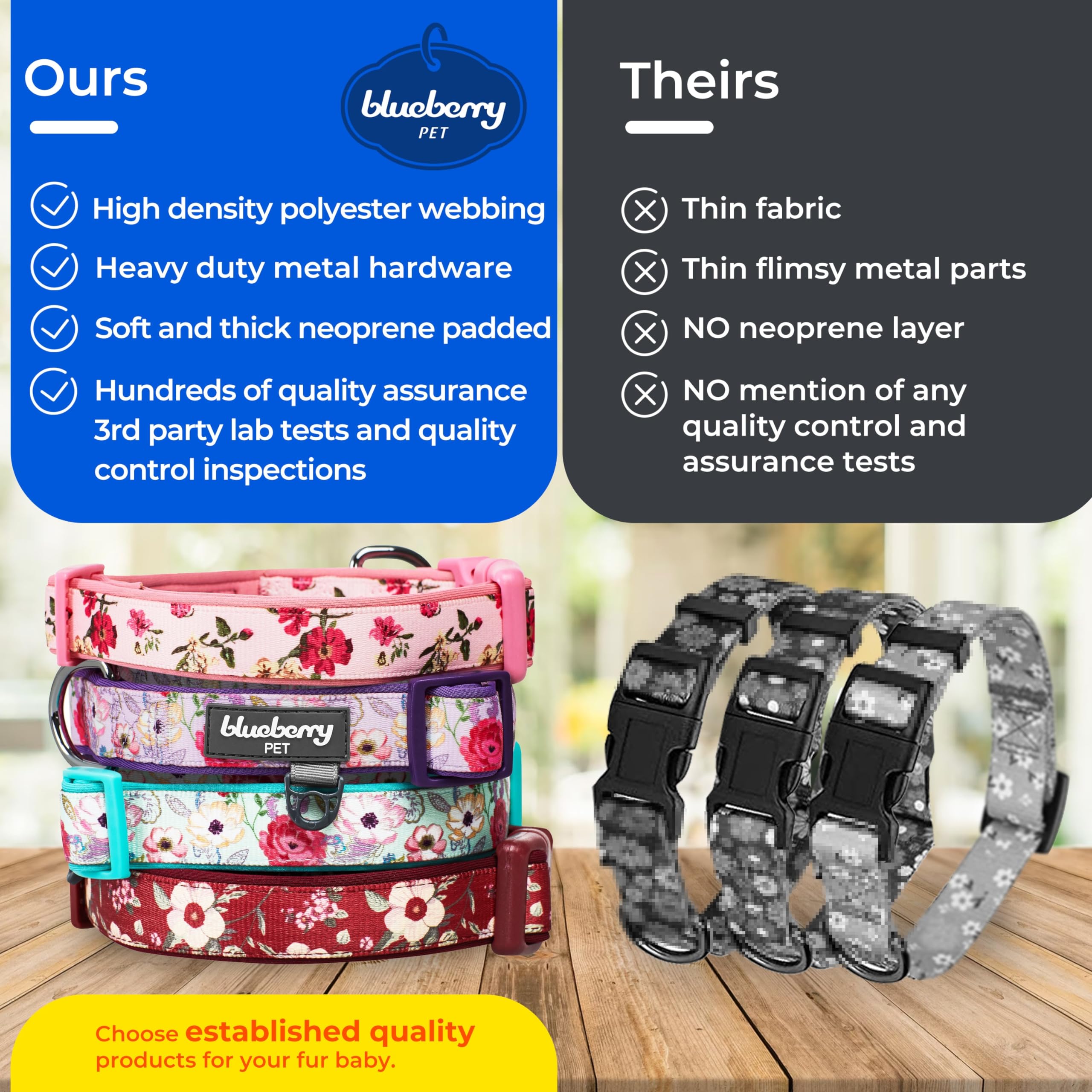 Blueberry Pet collar con acolchado de neopreno para mayor comodidad.