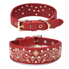 Blueberry Pet collar cuero western con bordado floral para perros grandes
