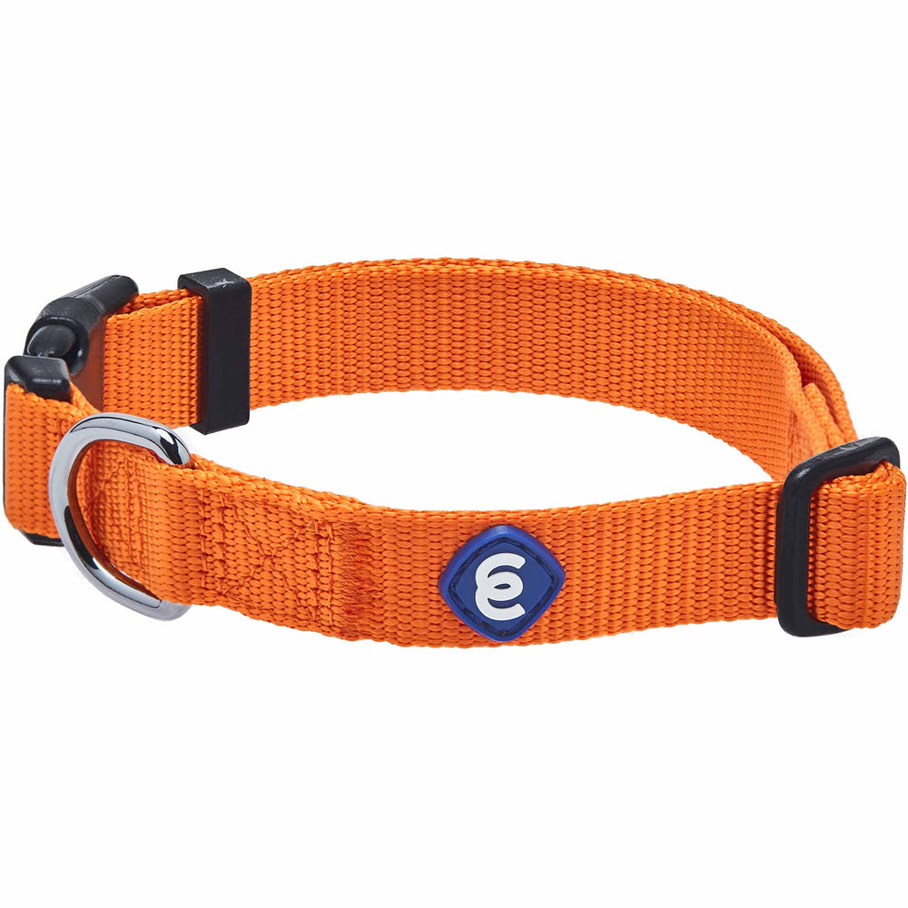 Collar grande ajustable de Blueberry Pet en color naranja vermilión para perros grandes, cómodo y duradero