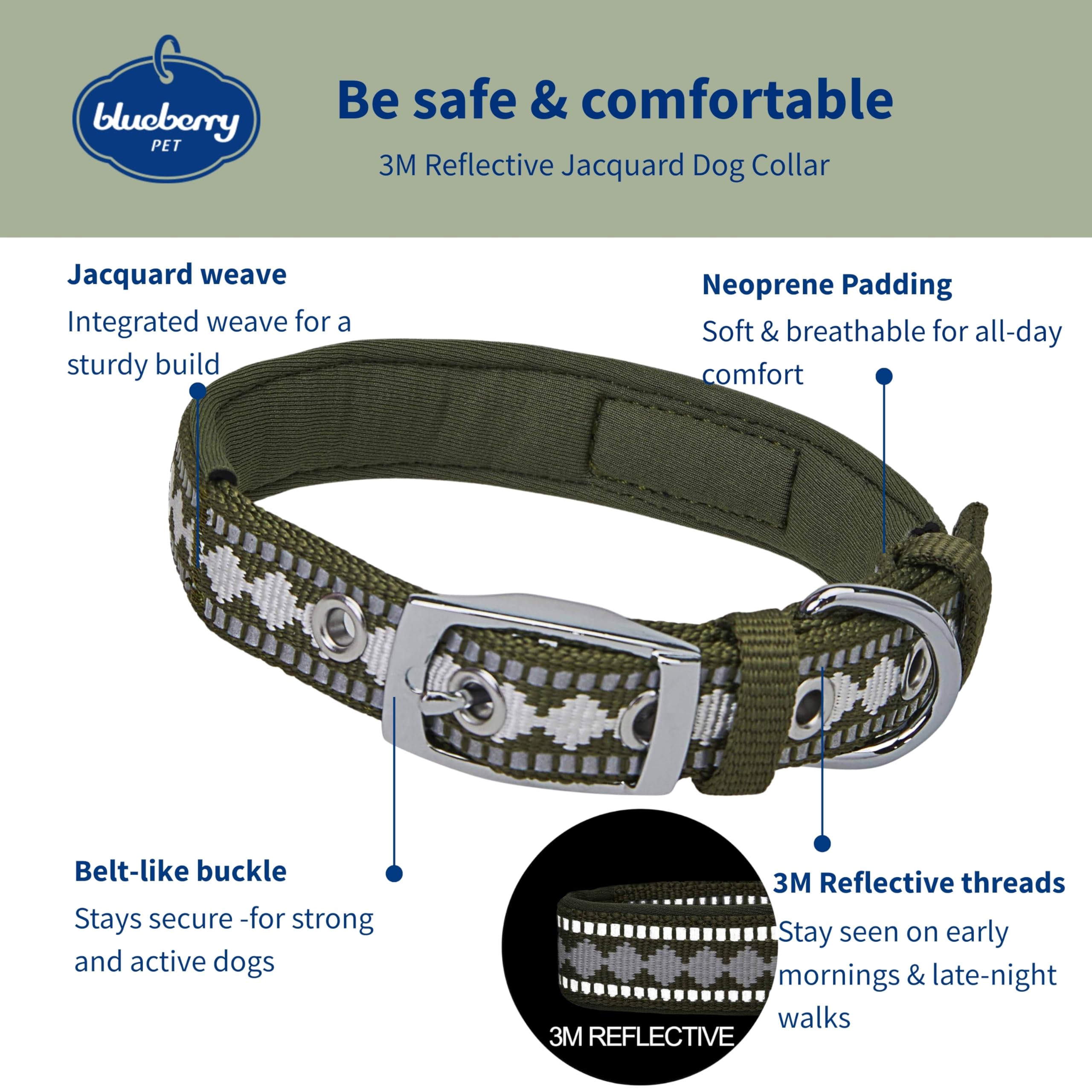 Blueberry Pet collar neopreno acolchado para confort diario