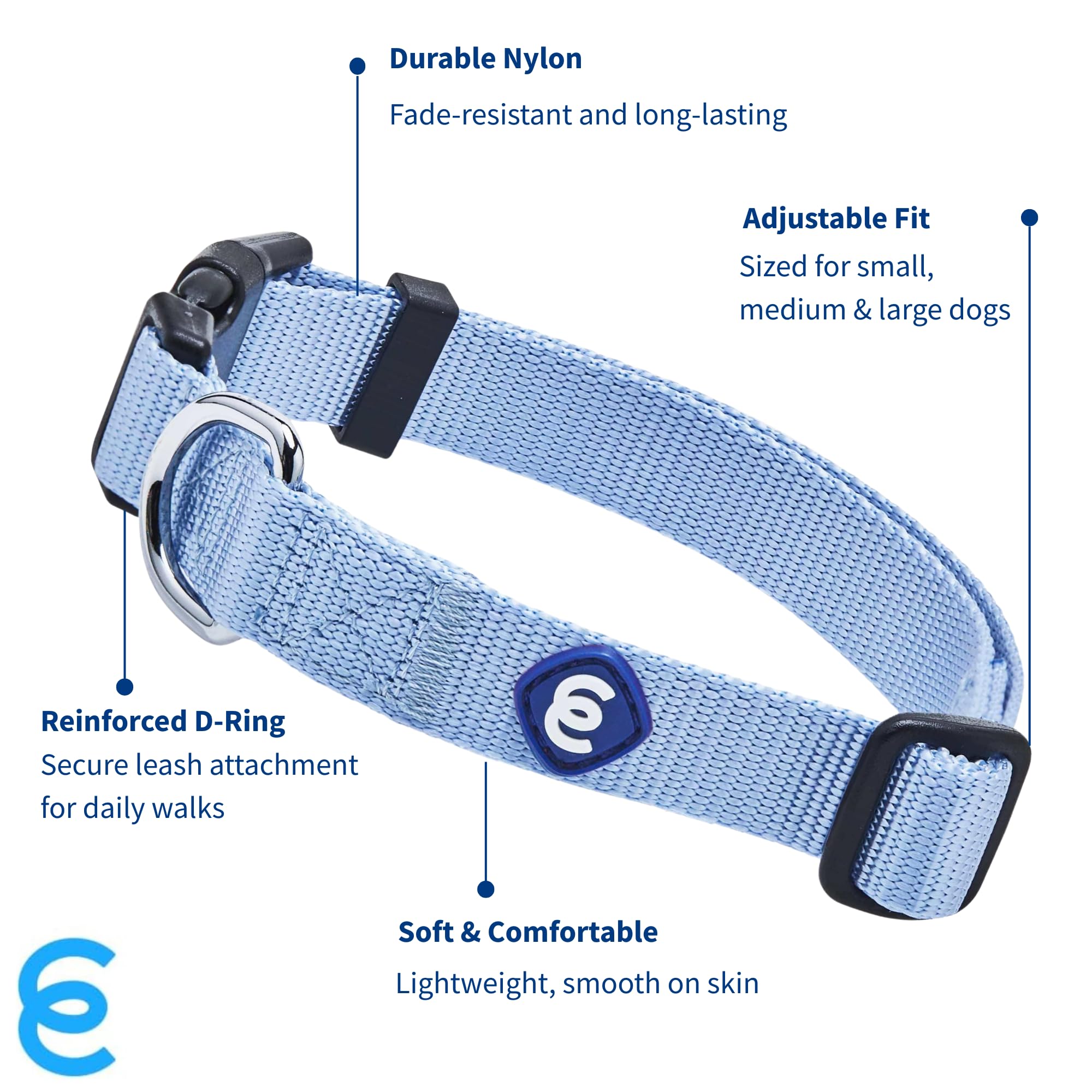 Blueberry Pet Esenciales collar color chambray para estilo sobrio en paseos.