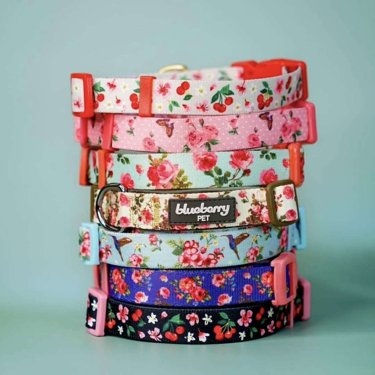 Collar de poliéster de alta densidad Blueberry Pet, duradero y respetuoso con el planeta.