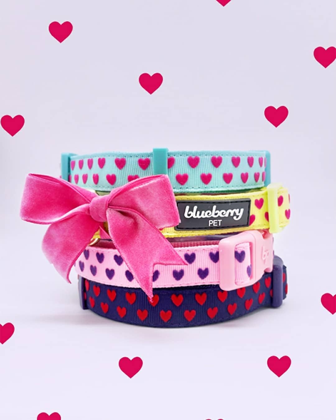 Collar Blueberry Pet rosa con poliéster ecológico suave para la piel