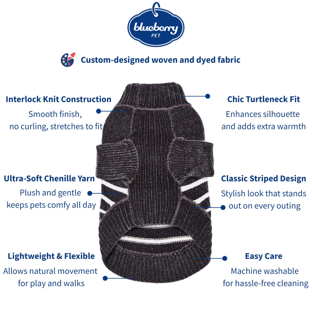 Blueberry Pet detalle de costuras en la sudadera para perro, duradera para días fríos