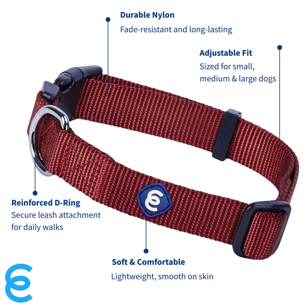 Blueberry Pet Essentials collar nylon rojo fuego para un look moderno y seguro.