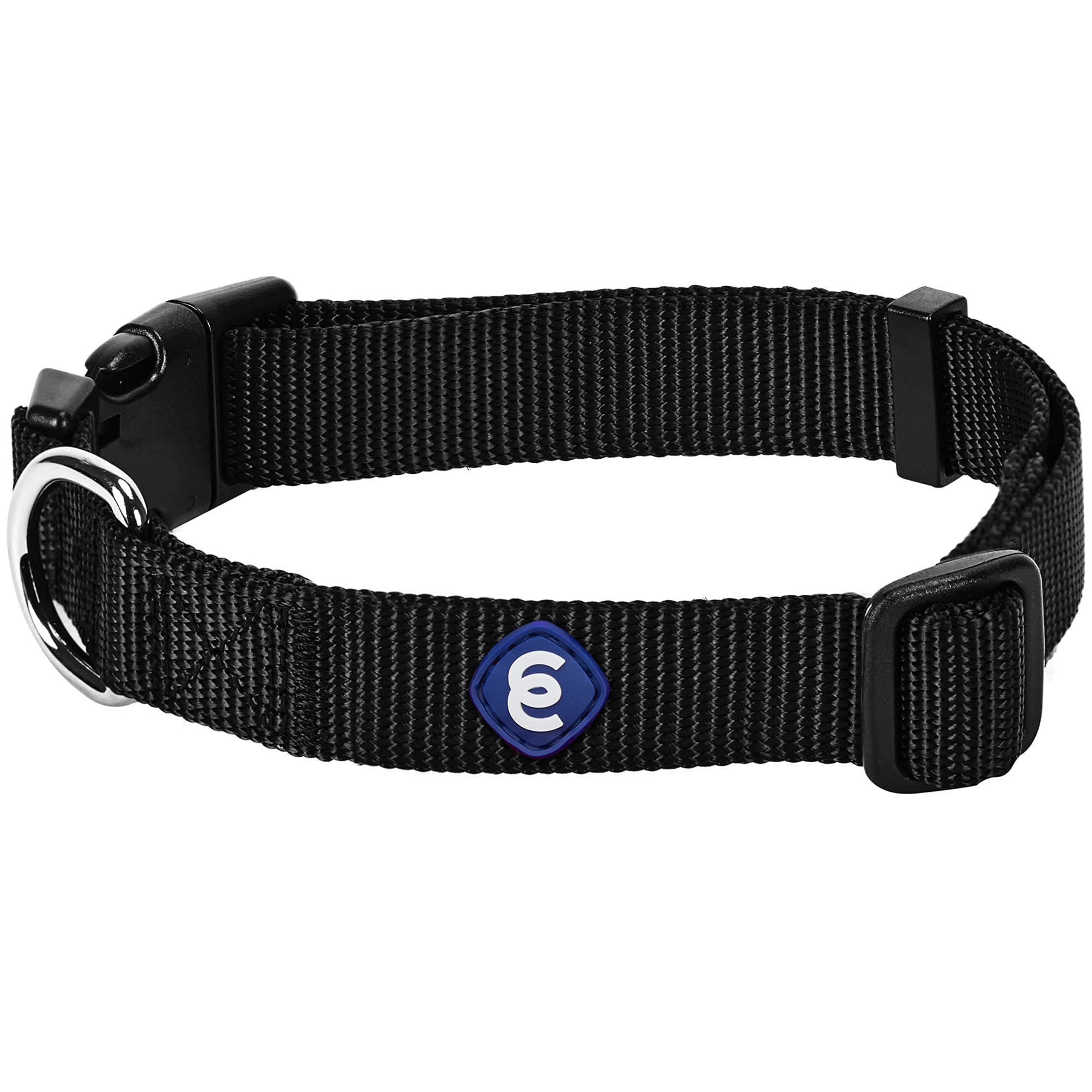 Blueberry Pet Essentials collar x-small negro con cierre rápido, cómodo para paseos diarios.