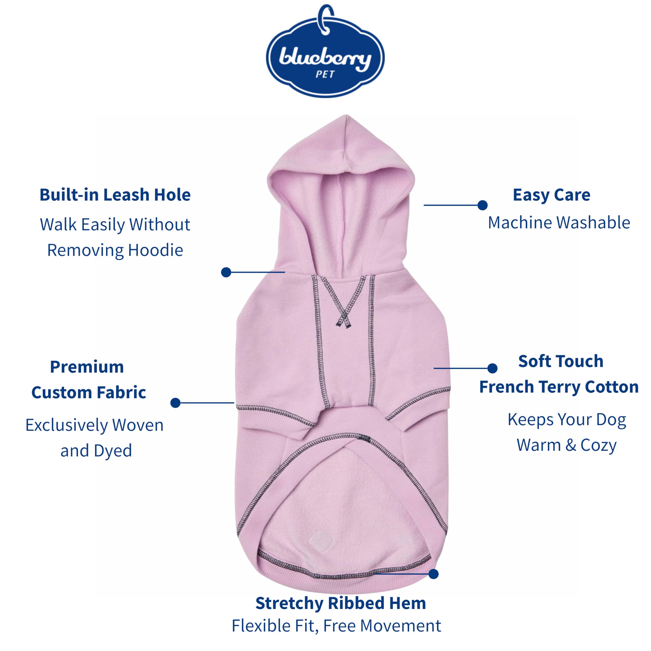 Blueberry Pet Essentials sudadera con capucha manga raglán para un look cómodo.
