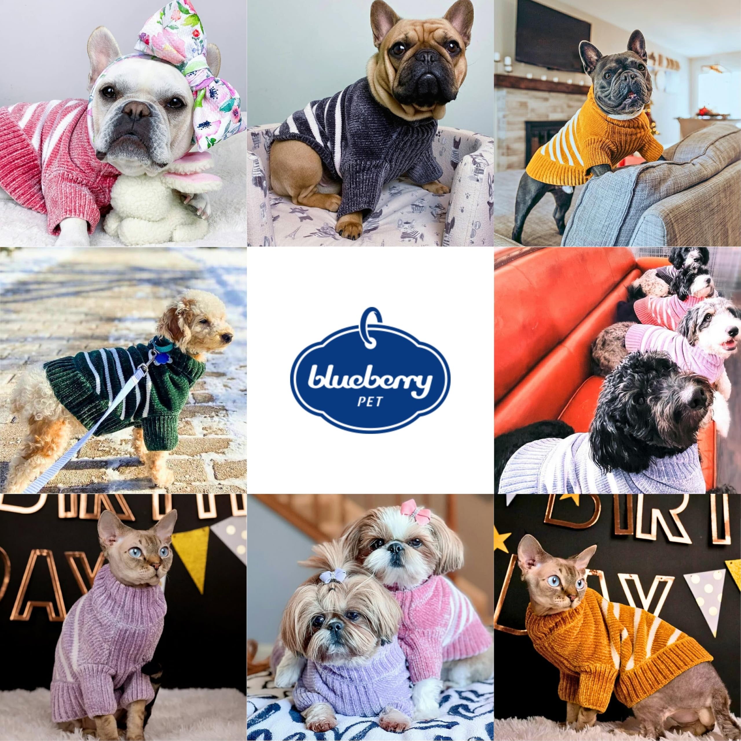 Blueberry Pet prenda canina chenille rayado burdeos, tejido duradero para uso diario.