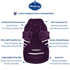 Blueberry Pet suéter para perro, dorso, diseño a rayas púrpura oscuro y ajuste cómodo
