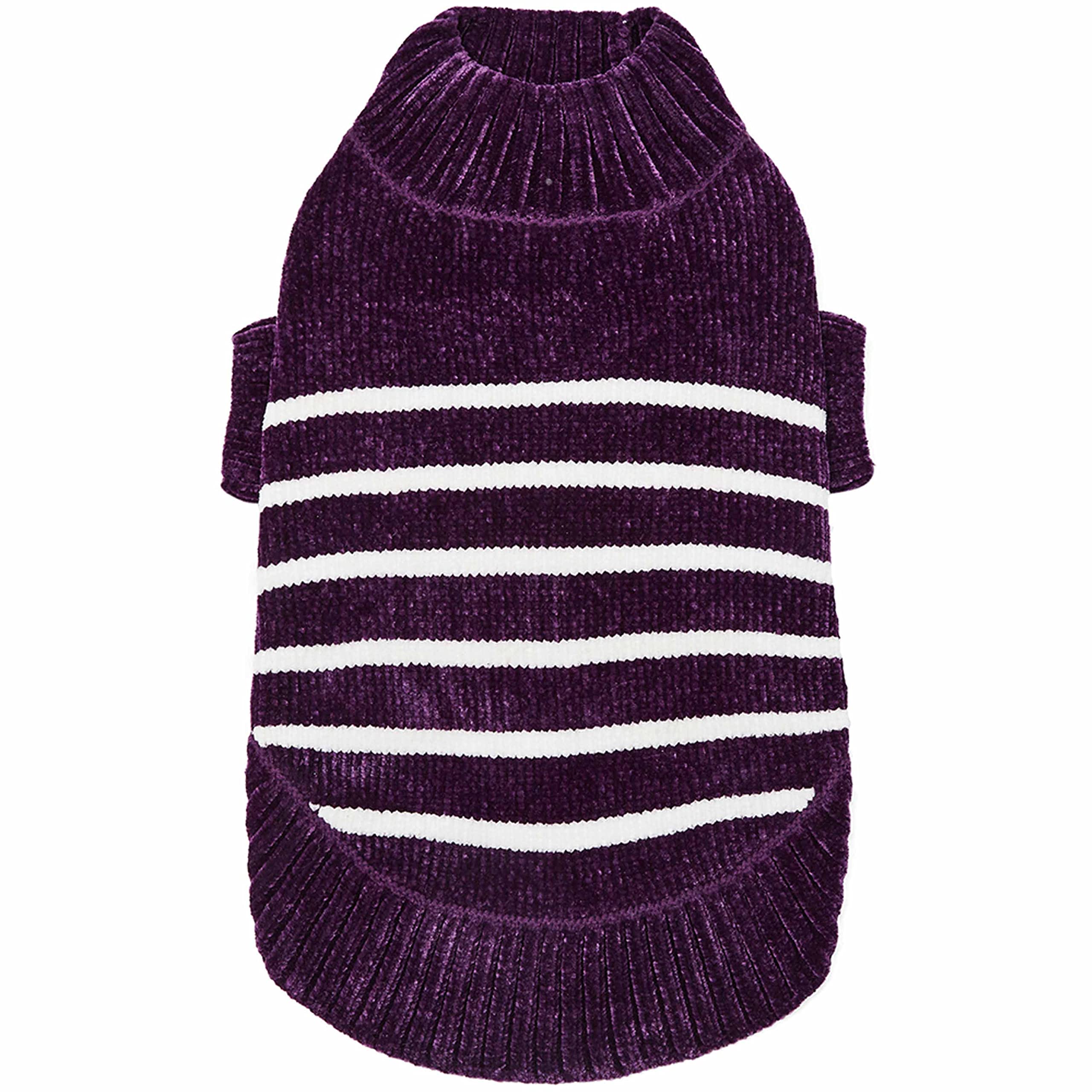 Blueberry Pet suéter para perro, frente, tejido chenille suave en púrpura oscuro para paseos